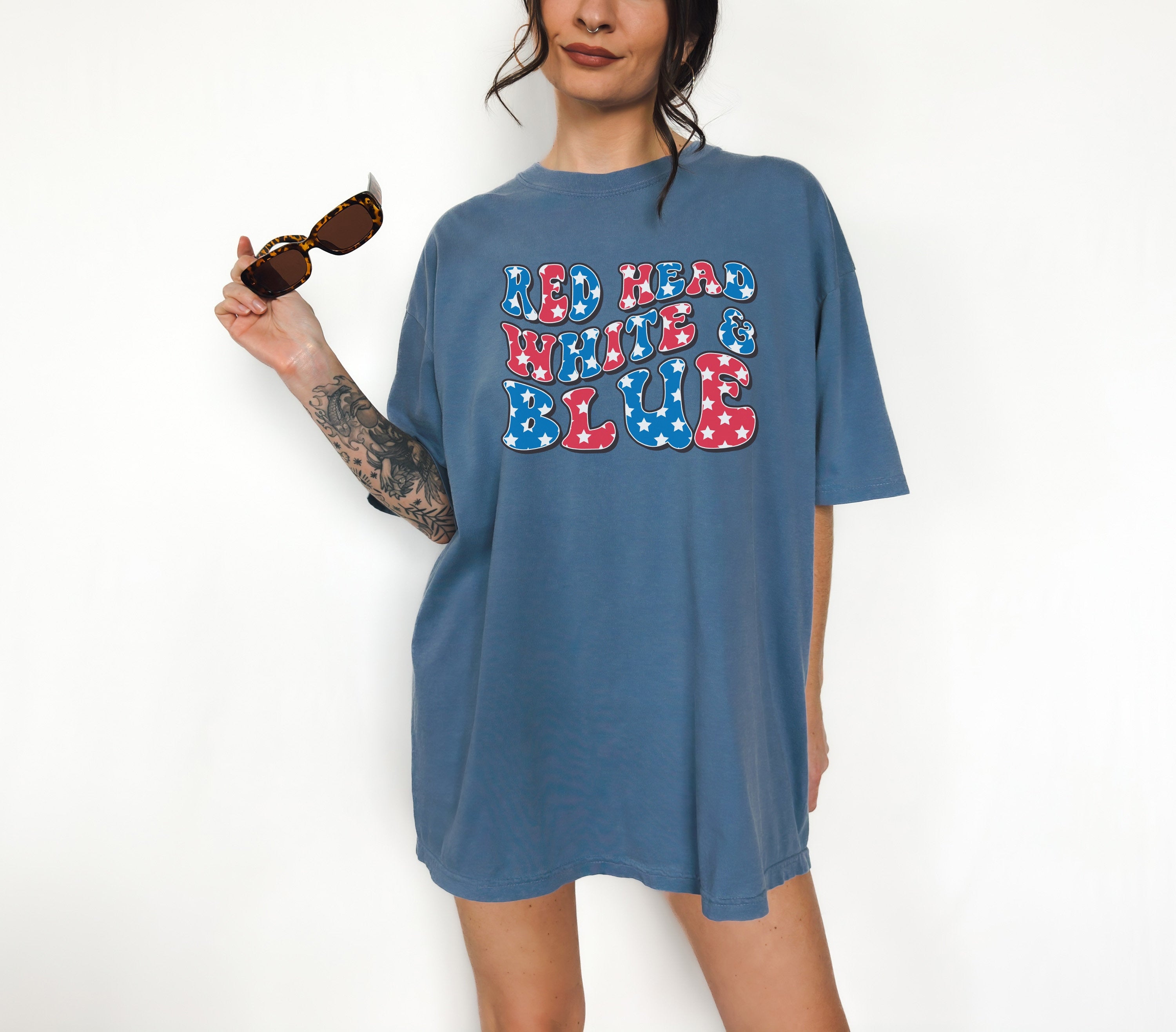 Retro USA Comfort Colors shirt,4th of July tee, funny shirt, Red Head White Blue,Womens 4th of July shirt, America Patriotic, Independence