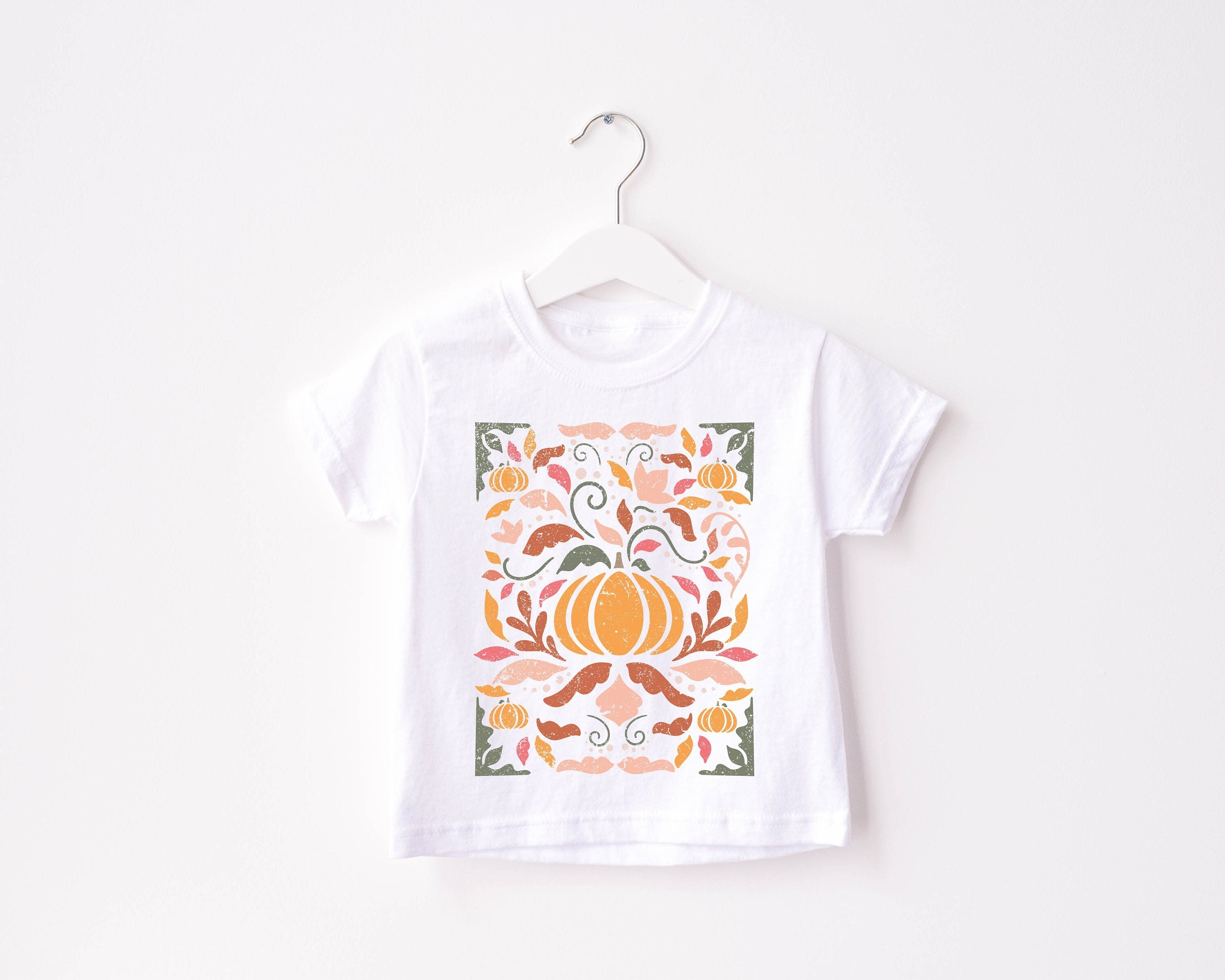 Cute Halloween Art Toddler Shirt, Cute Fall Shirt, Toddler Youth Halloween Tee, Retro Boho Cute Vintage Bodysuit, Cute Pumpkin Tee