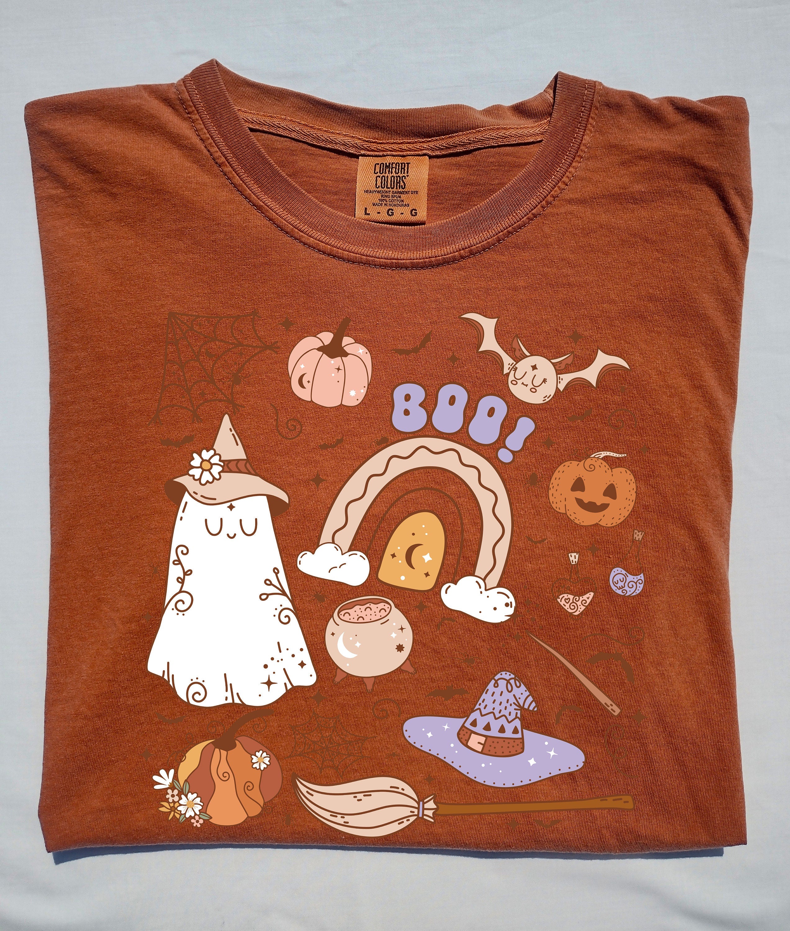 Retro Long Sleeve Retro Halloween Comfort Colors Shirt, Vintage Halloween Doodle Art Shirt, Witch Shirt, Retro Fall Shirt, Halloween t