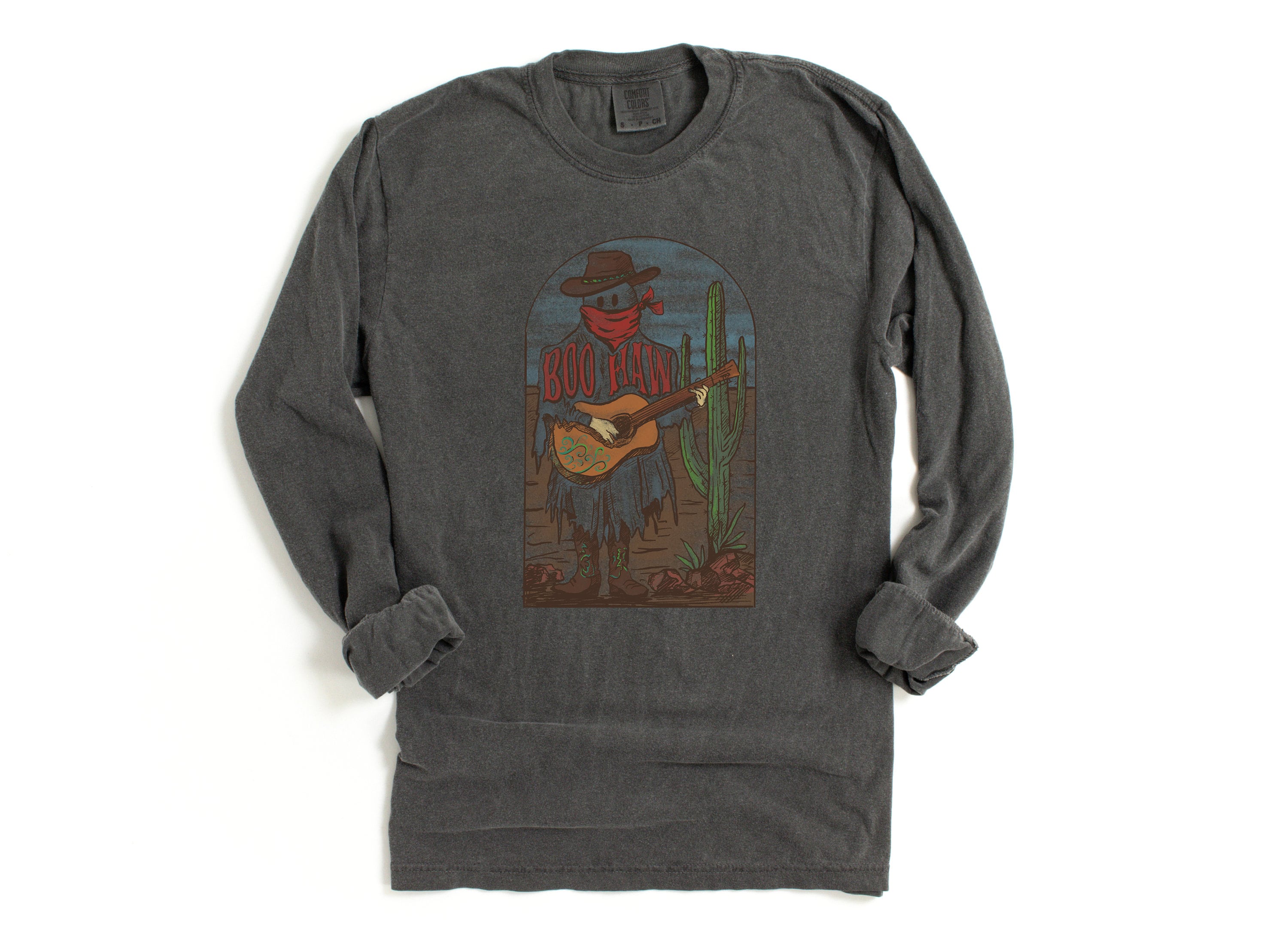 Long Sleeve Retro Halloween Comfort Colors Shirt, Vintage Western Halloween Shirt, Ghost Shirt, Retro Fall Shirt, Boo Haw