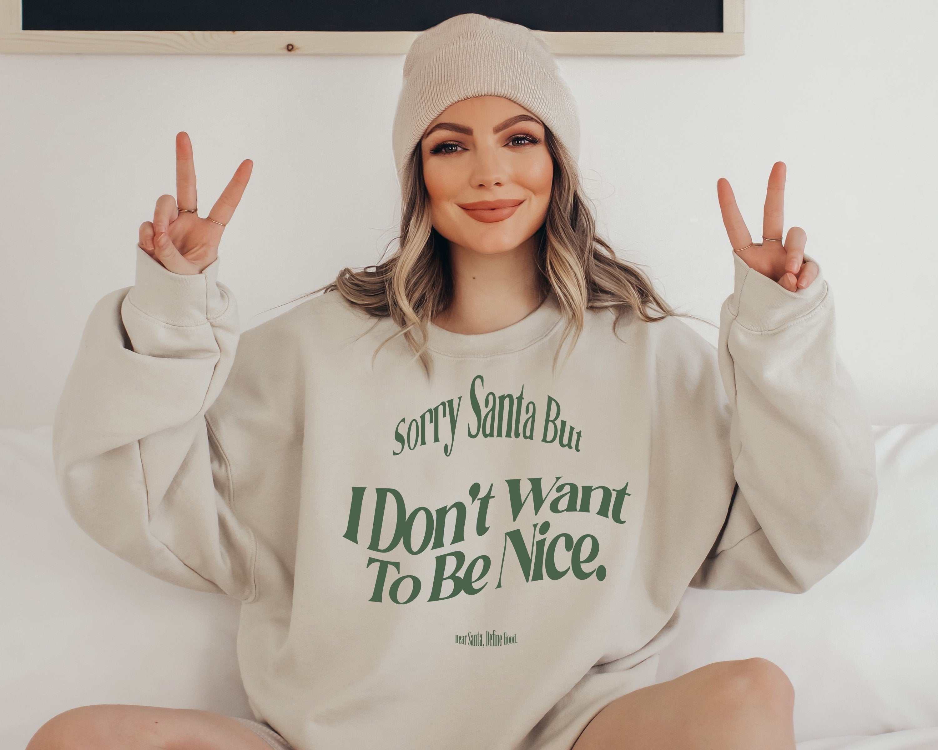 Retro Christmas Sweater, Sorry Santa I Dont want to be Nicl,Cute Christmas Sweatshirt, Vintage Crewneck,Xmas Pullover,Funny Holiday Sweater