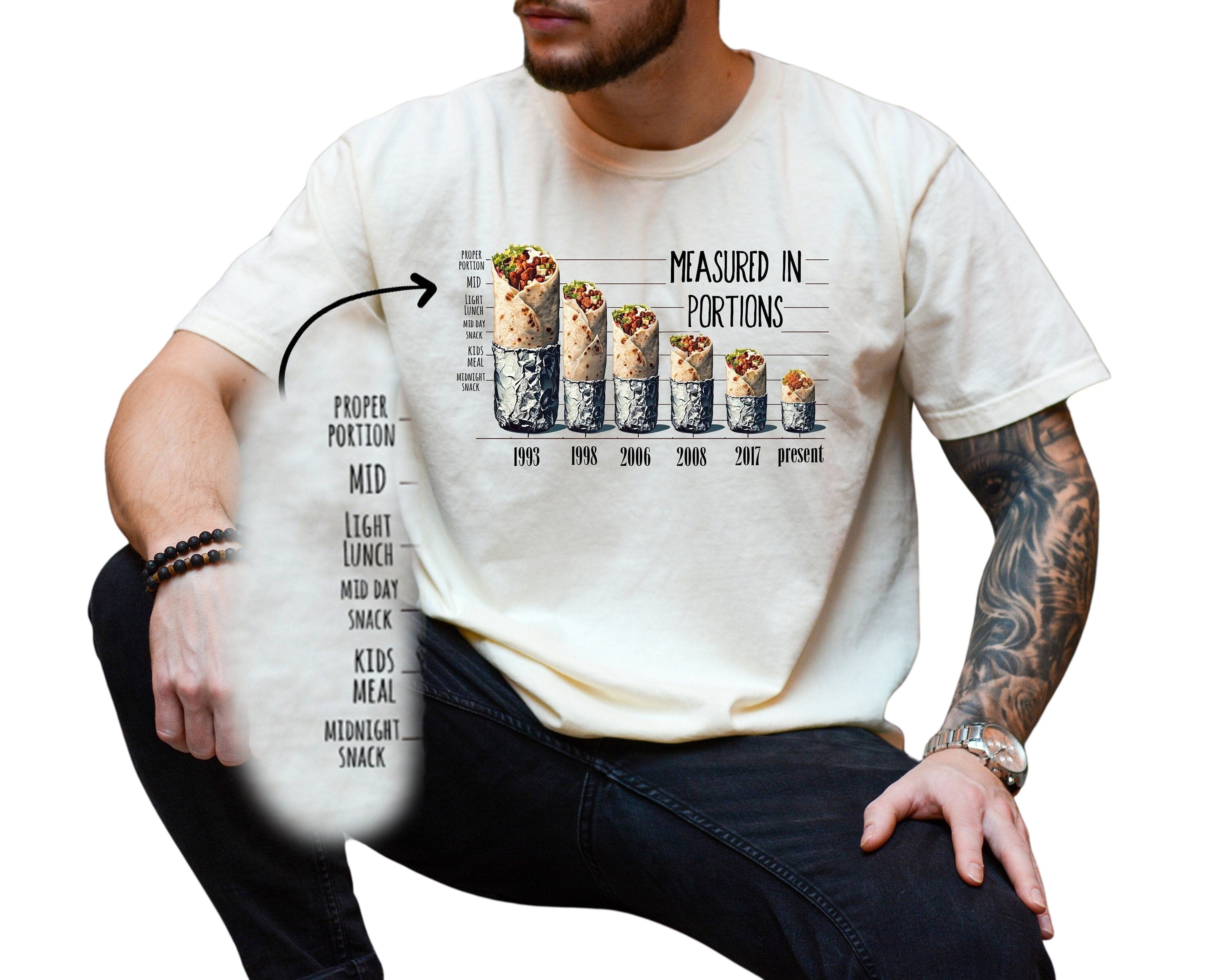 Comfort Colors Tee, Make Portions Great Again, Mexican food portions, Burrito Size too small, Measure the portions shirt,Proper Portions Tee