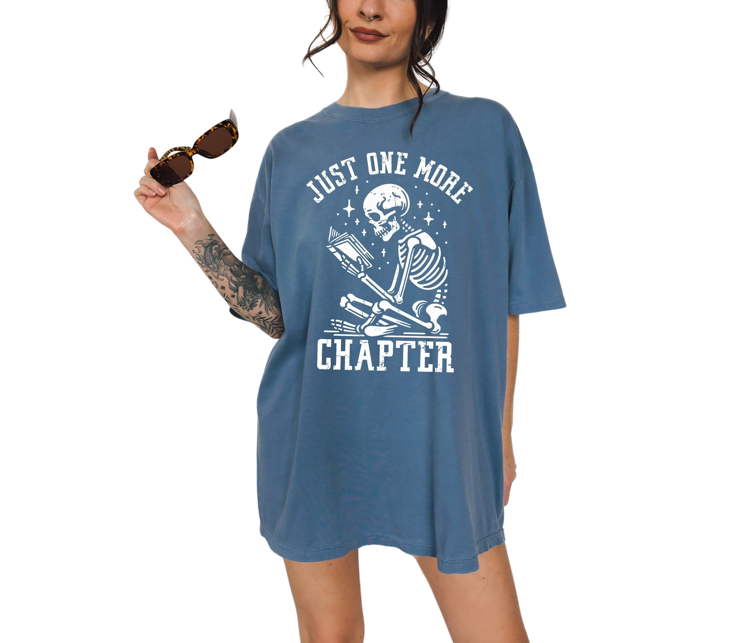 Funny Just One More Chapter Vintage Washed Book Reader T Shirt, Funny Graphic T Shirt, Book Lovers Tee, Reading Shirt