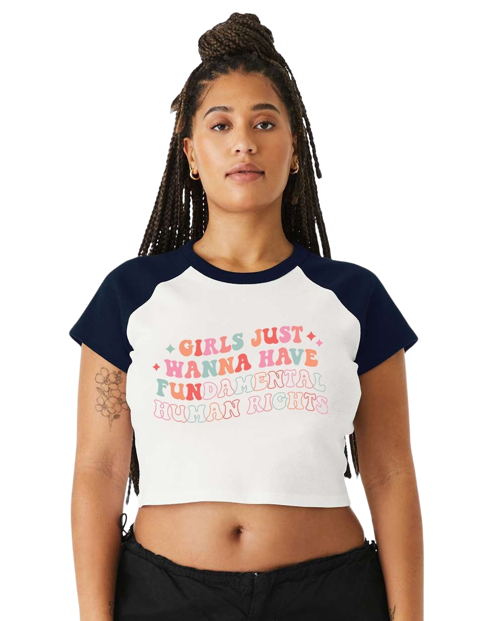 Raglan Baby Tee Crop Top Girls Just Wanna Have Fundamental Human Rights, Women's Rights T shirt,