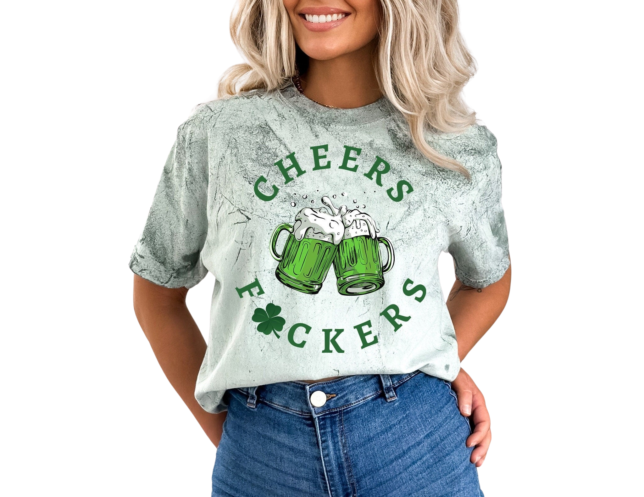 Retro St Patty's Day Tie Dye Vintage Washed Shirt, Cheers F*ckers Shirt, Vintage St Patricks Day