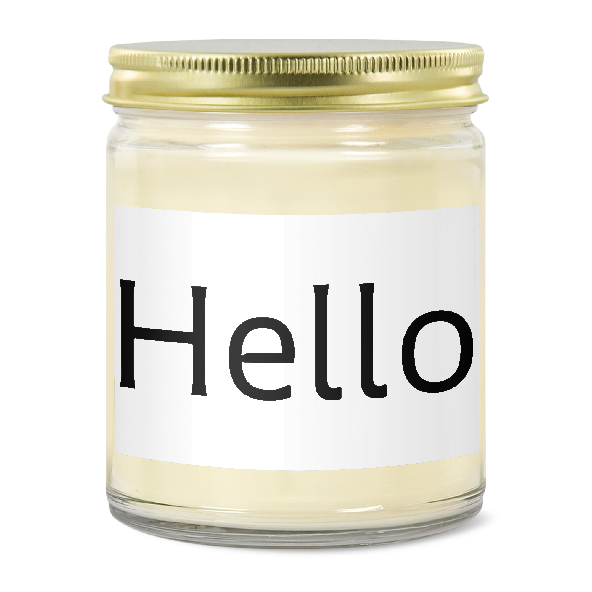 9oz Clear Jar Candle | 3"x2" White Label | Gold Lid