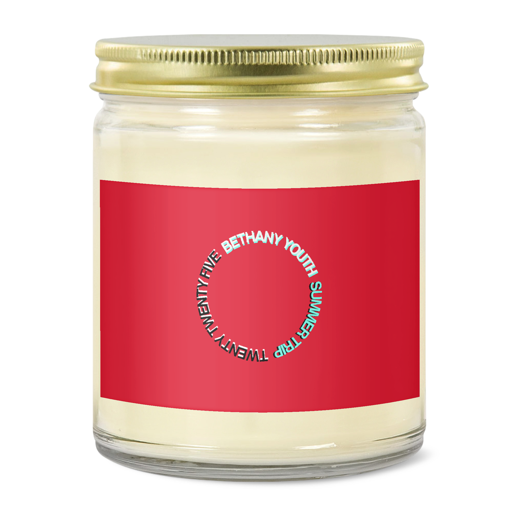9oz Clear Jar Candle | 3"x2" White Label | Gold Lid