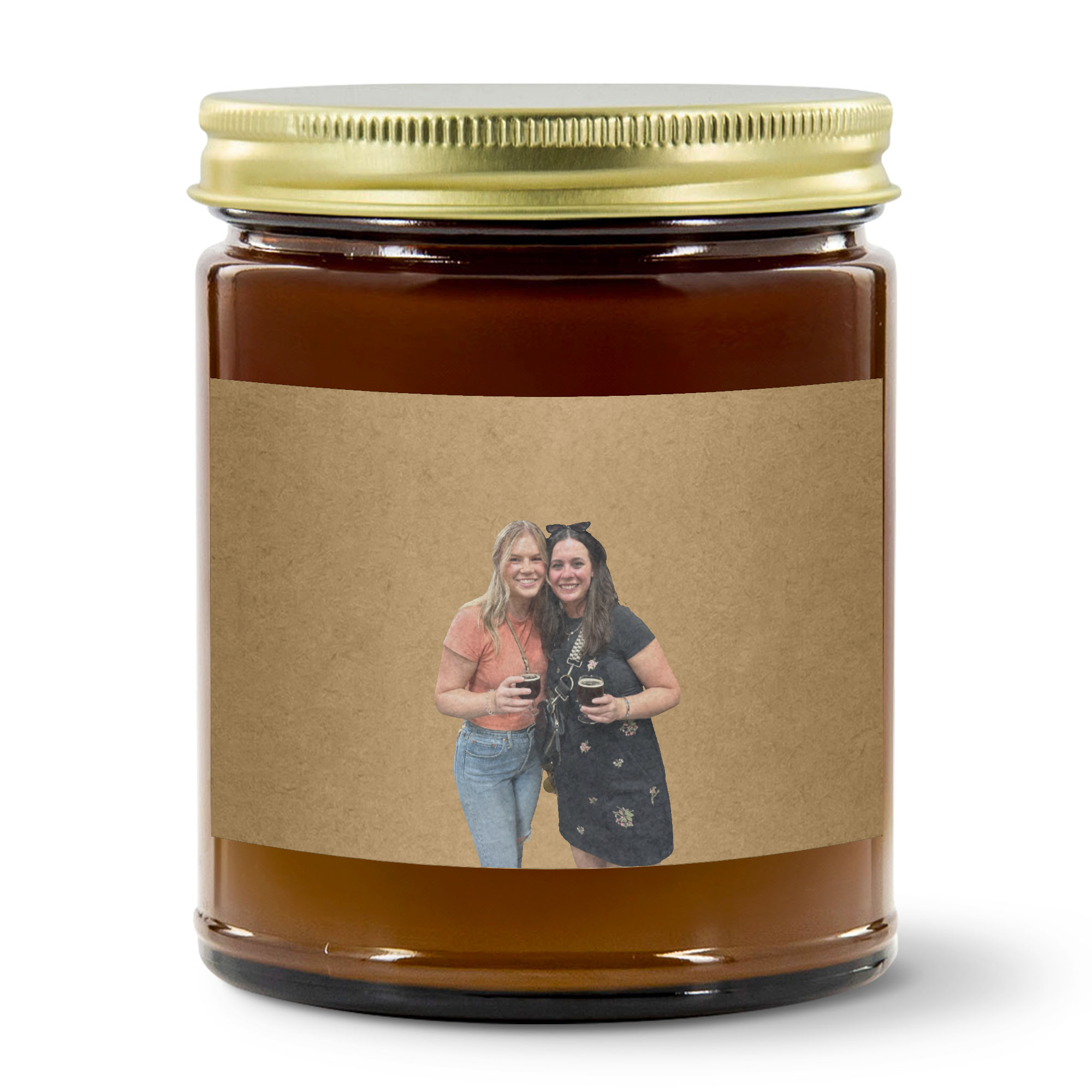 test 3 9oz Amber Jar Candle | 3"x2" Kraft Label | Gold Lid