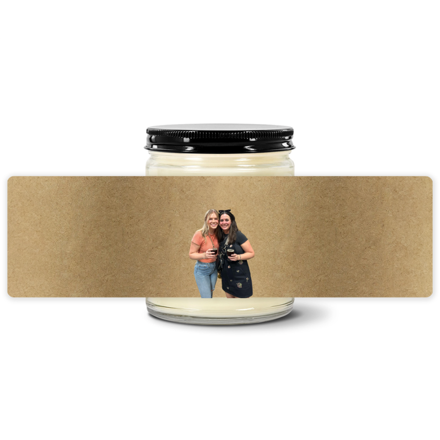 9oz Clear Jar Candle | 7"x2" Kraft Label | Black Lid