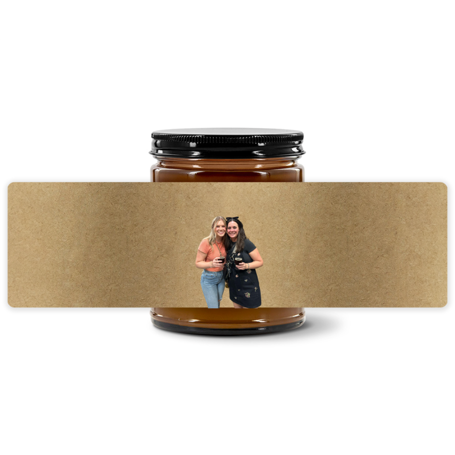 9oz Clear Jar Candle | 7"x2" Kraft Label | Black Lid