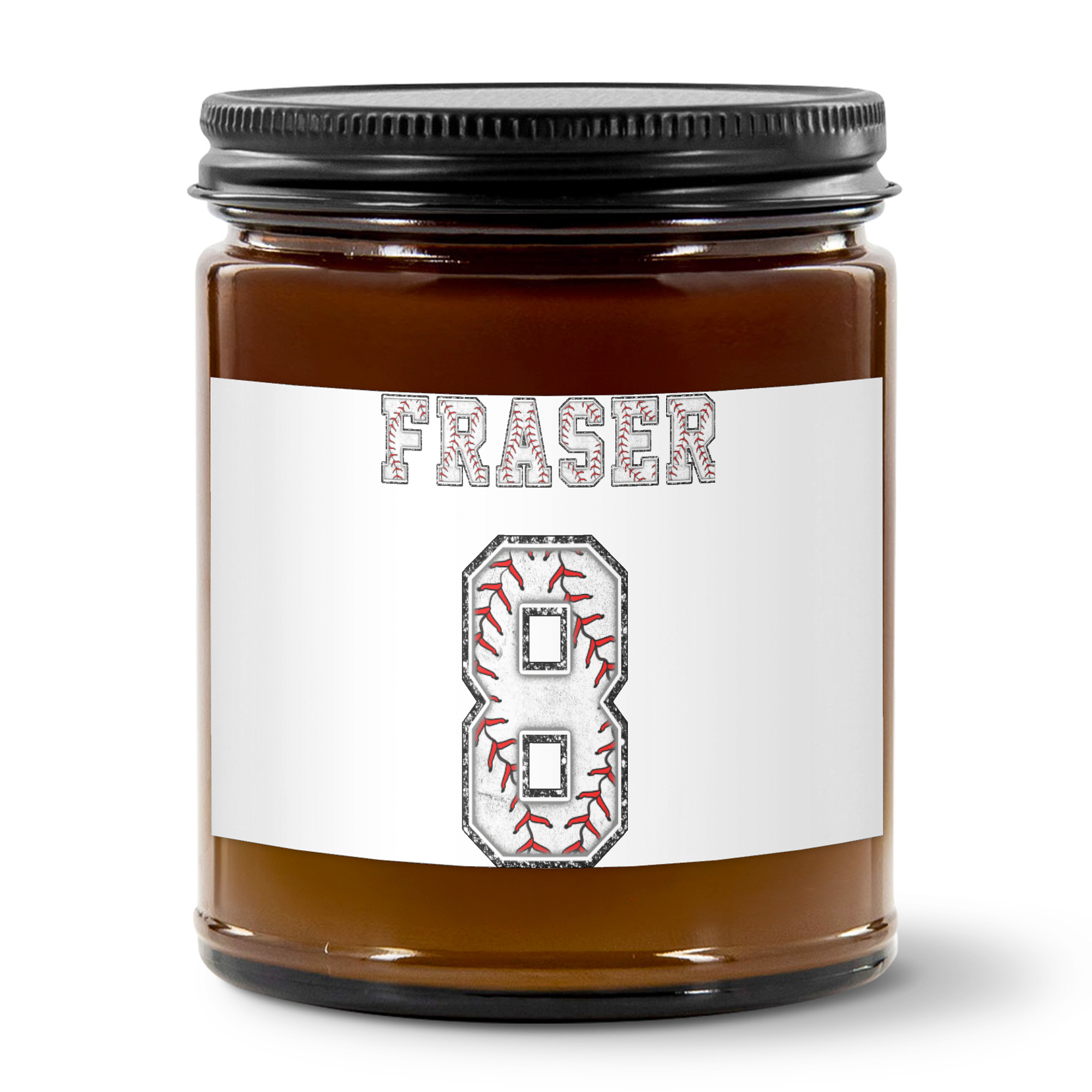 custom candle 9oz Amber Jar Candle | 3"x2" White Label | Black Matte Lid