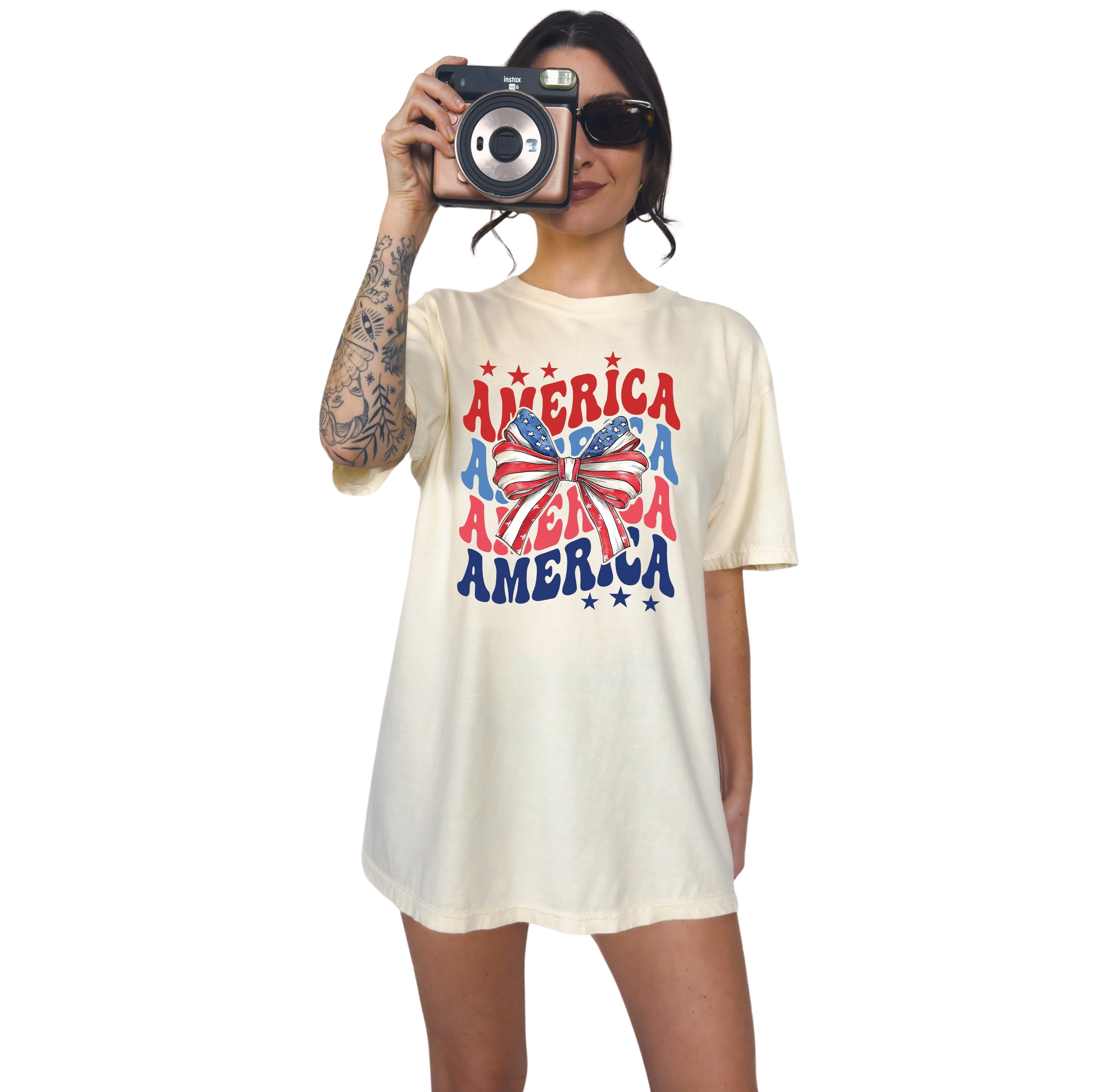 Retro America Vintage Washed Shirt,  4th of July tee, Womens 4th of July shirt, America Patriotic