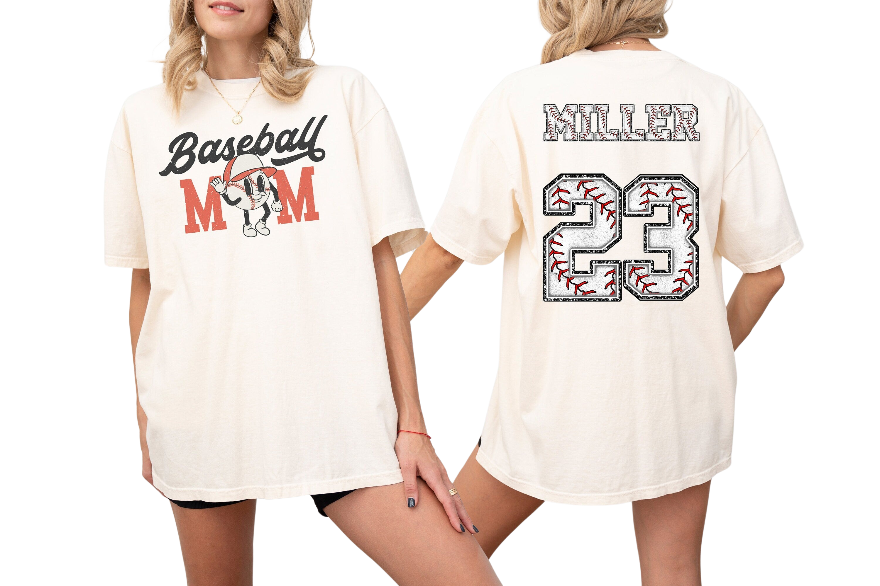 Custom Vintage Washed Tee, Two-sided Baseball Tshirt With Custom Number And Name, Sports Shirt,