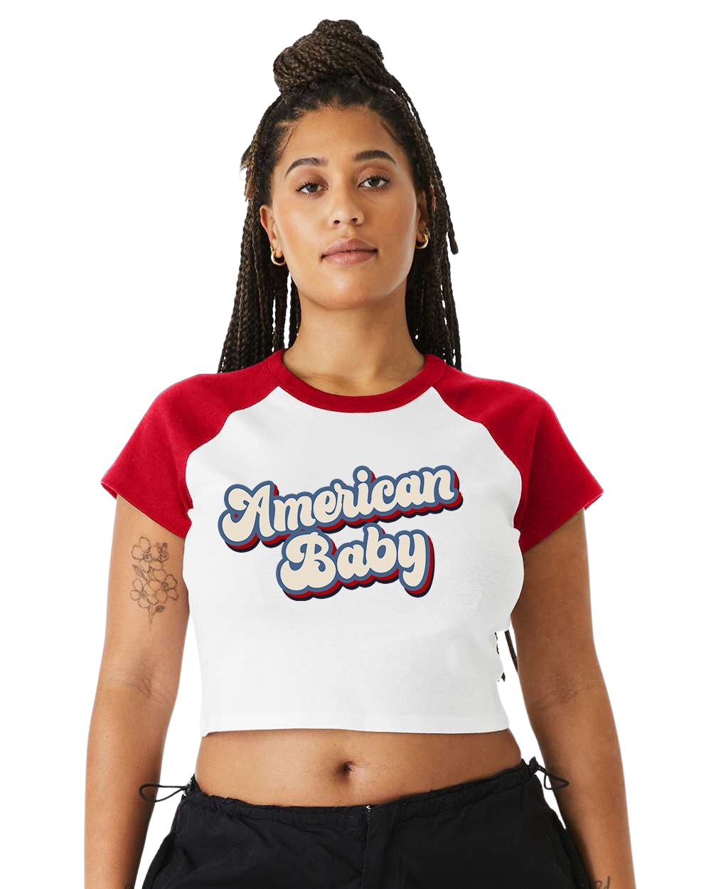 Baby Raglan Crop Top Tee Retro America Stars USA shirt,4th of July tee, Retro funny fourth shirt,