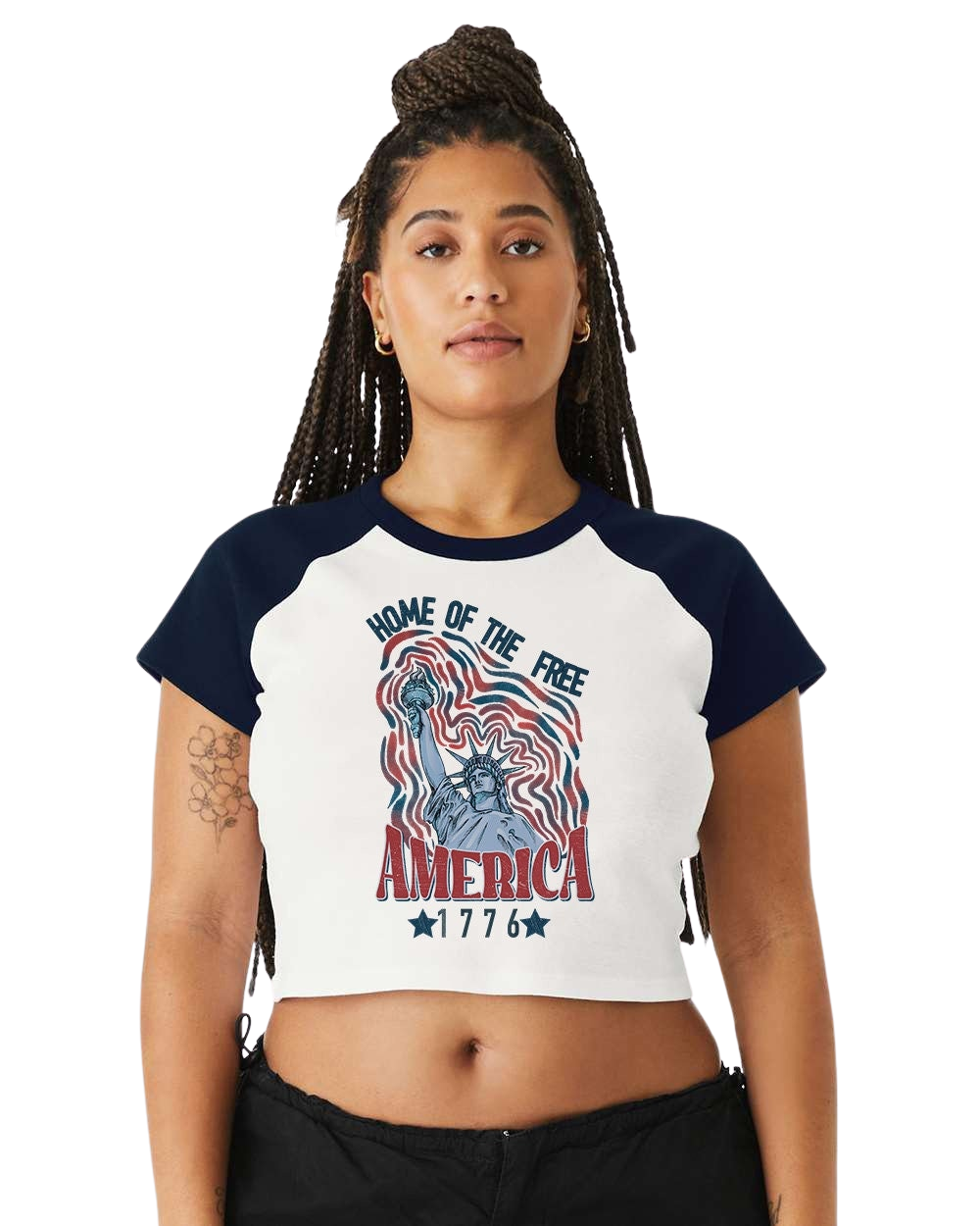 Baby Raglan Crop Top Tee Retro America Stars USA shirt,4th of July tee, Retro funny fourth shirt,