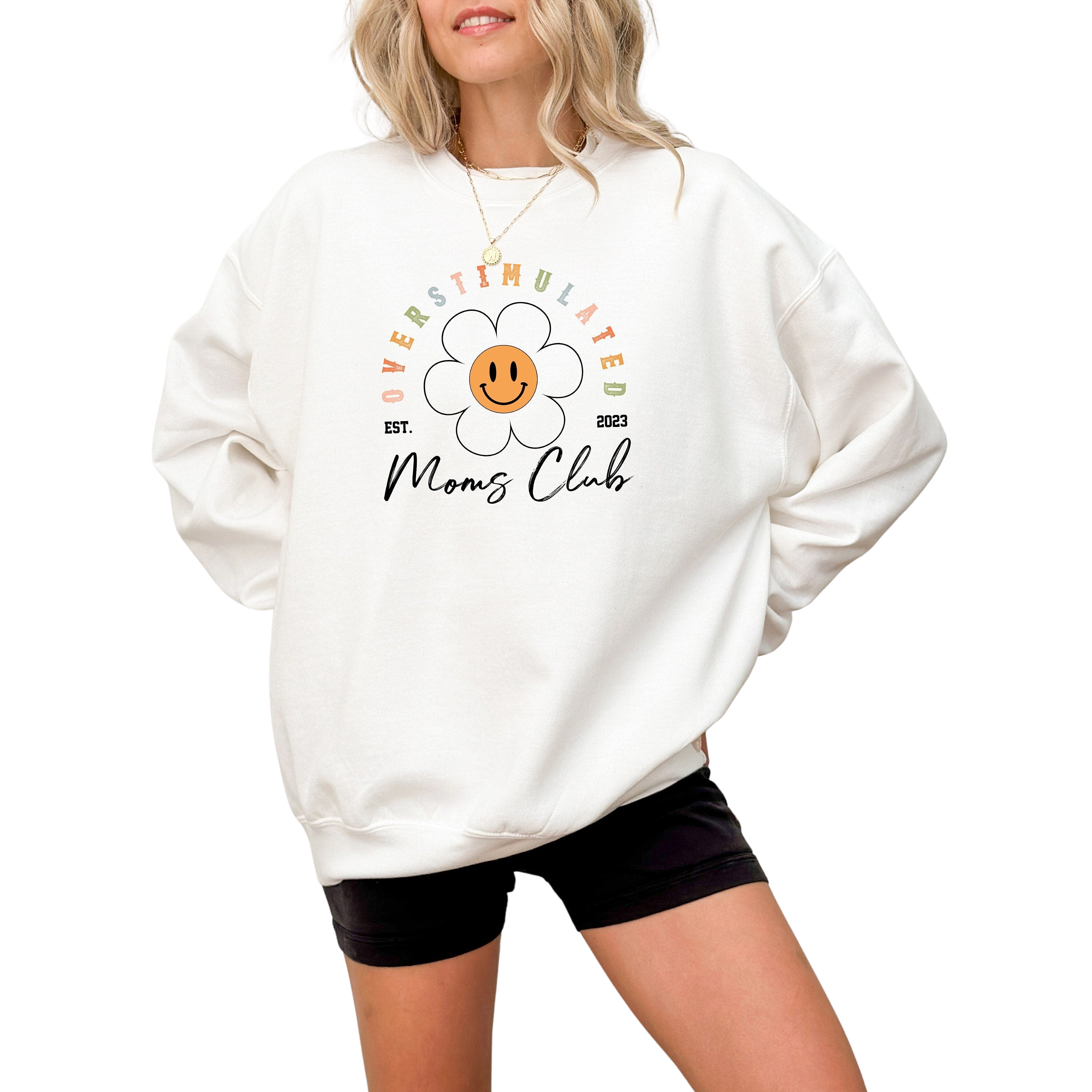 Retro Overstimulated Moms Club Sweatshirt, Funny Mother's Day Gift, Mother's Day Sweater, Mama