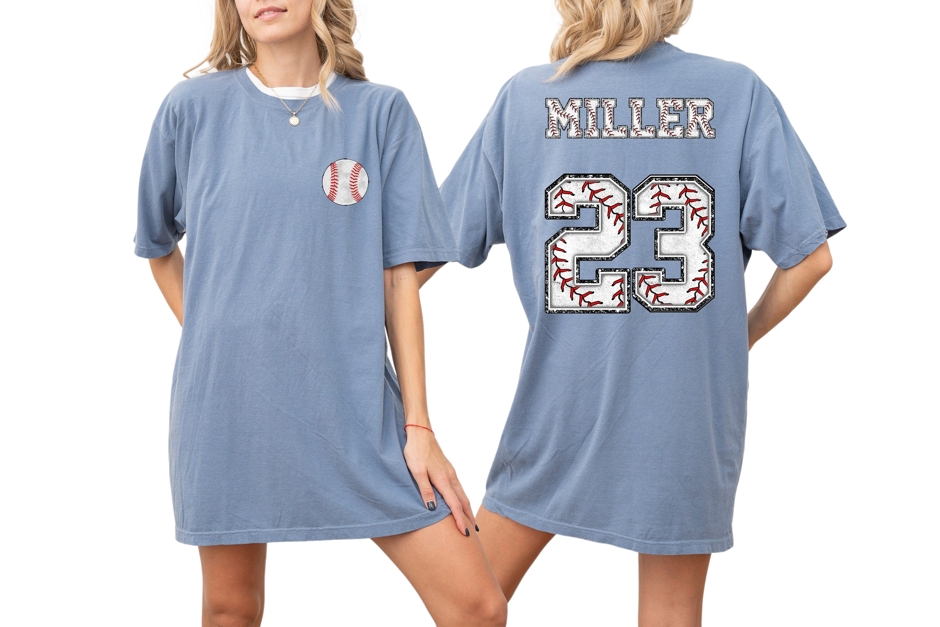 Custom Vintage Washed Tee, Two-sided Baseball Tshirt With Custom Number And Name, Sports Shirt,