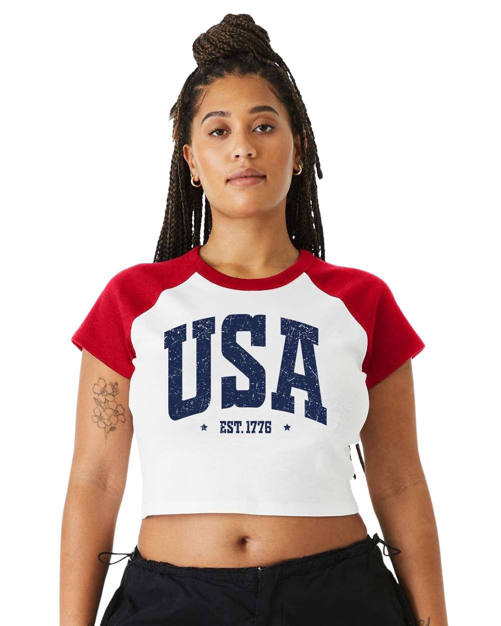 Baby Raglan Crop Top Tee Retro America Stars USA shirt,4th of July tee, Retro funny fourth shirt,