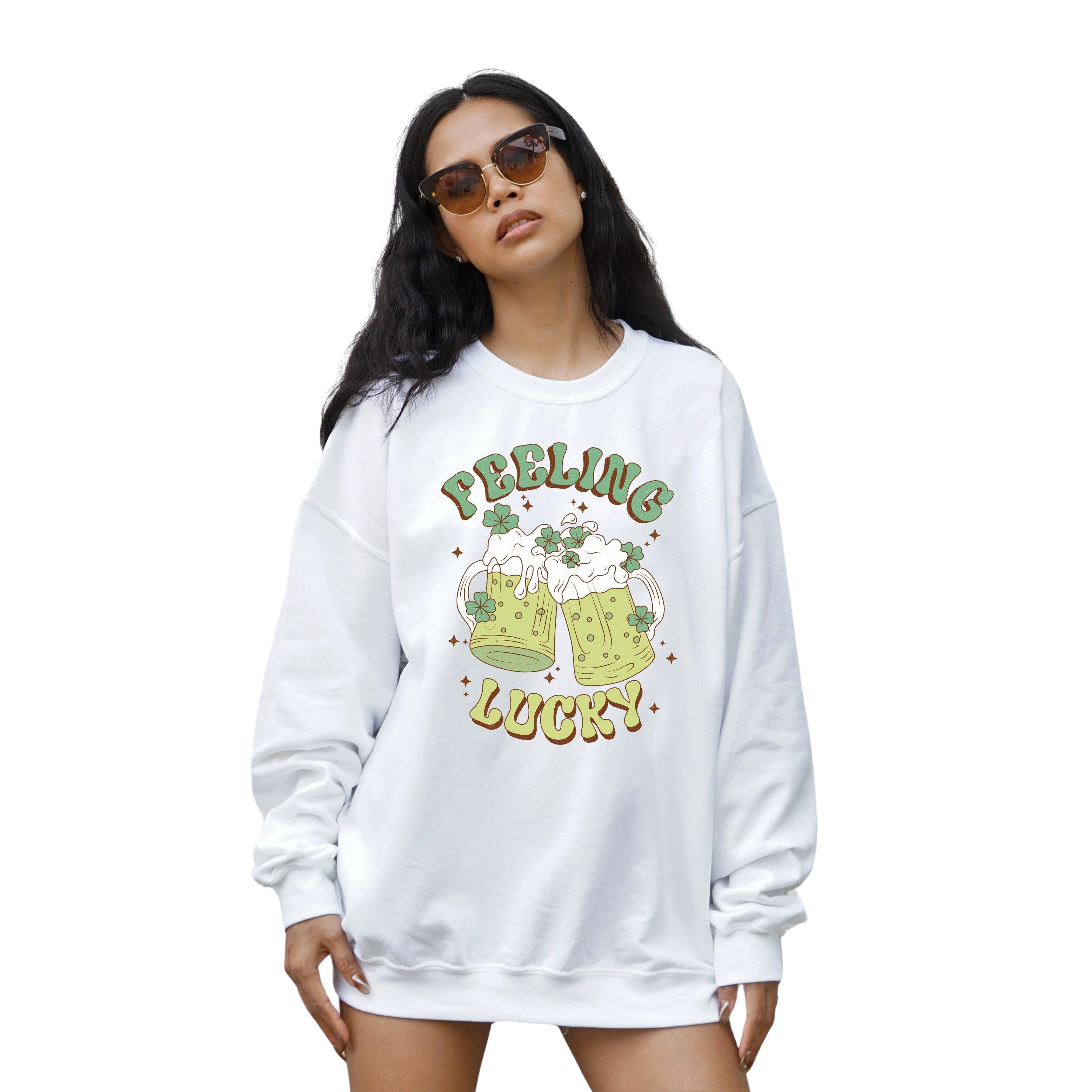 Feeling Lucky Sweatshirt, Lucky Clover Sweater, St Patricks Day Sweatshirt, Lucky Pullover, St.