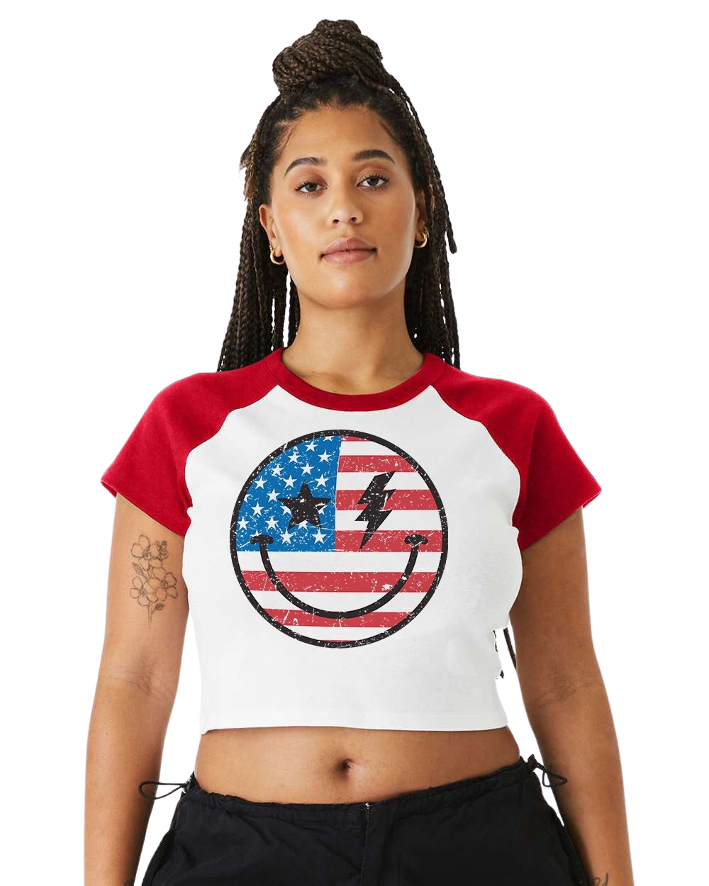 Baby Raglan Crop Top Tee Retro America Stars USA shirt,4th of July tee, Retro funny fourth shirt,