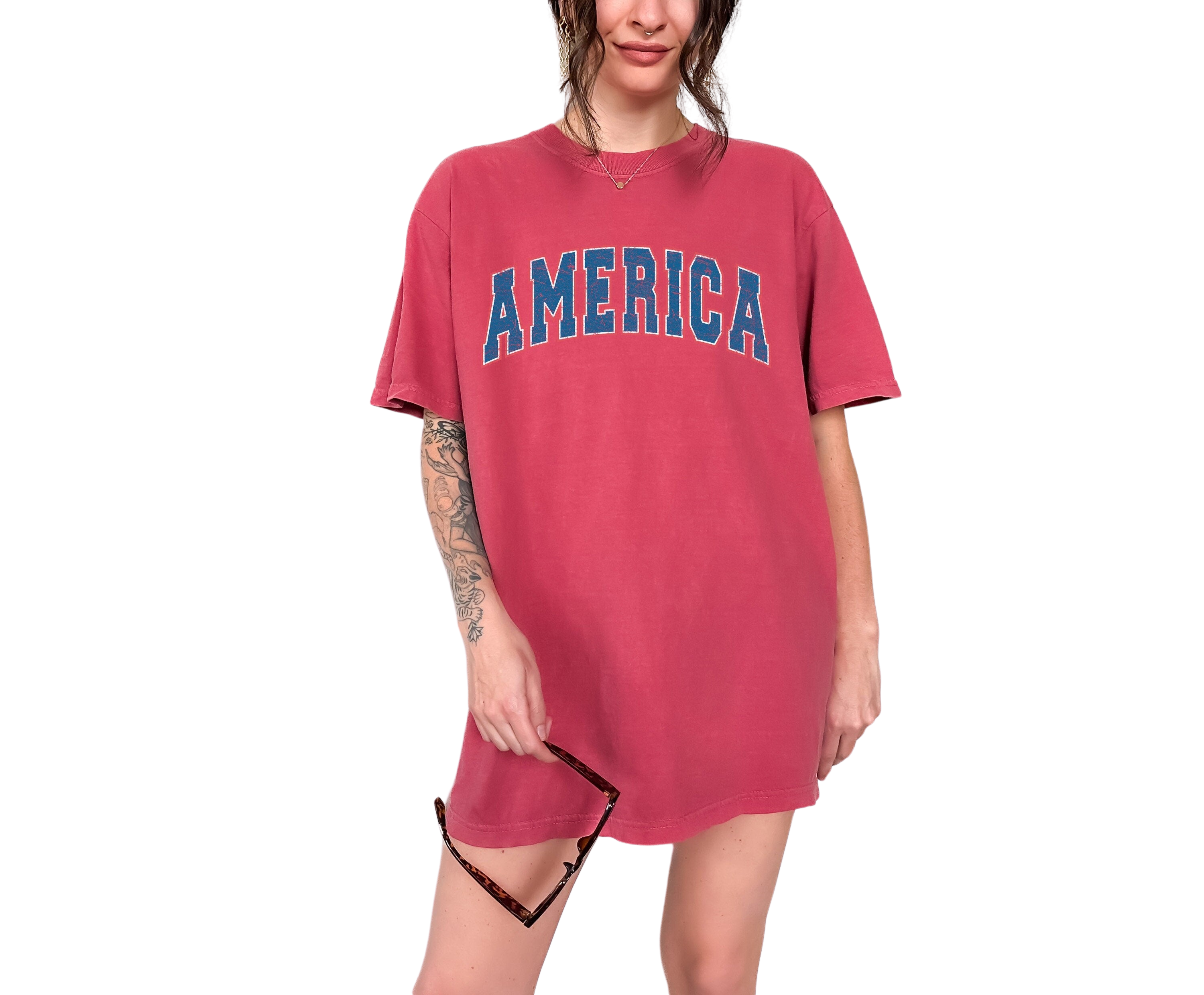 Retro America July 4th Vintage Washed shirt  July 4th T Cute fourth shirt Womens 4th of July Tee