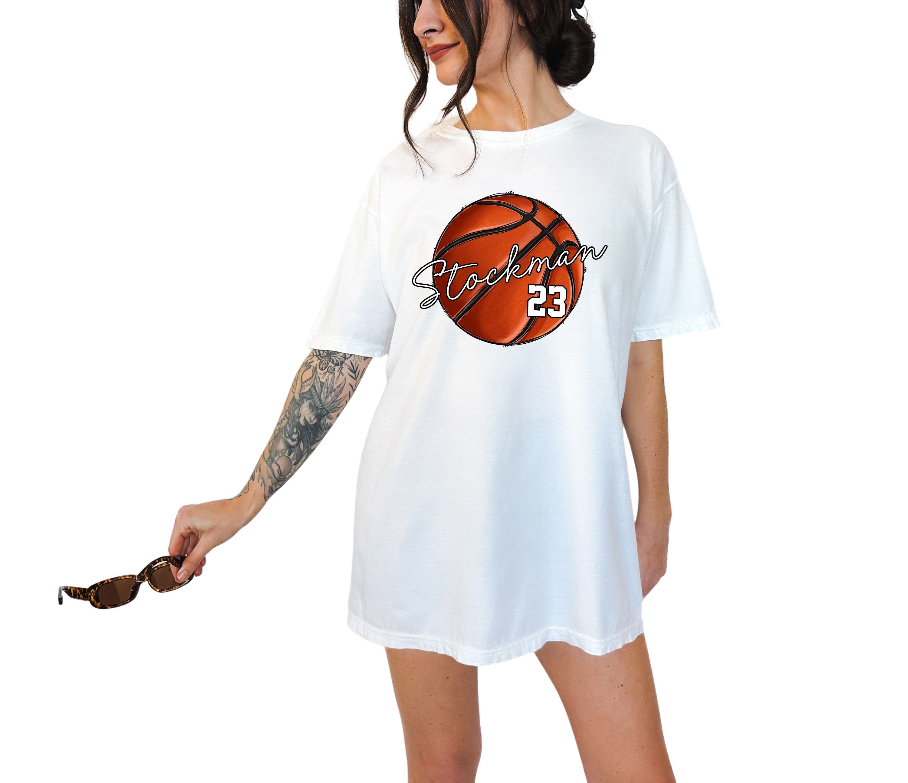 Custom Basketball Vintage Washed Tee Basketball Tshirt Custom Name and Number Bball Tee Basketball