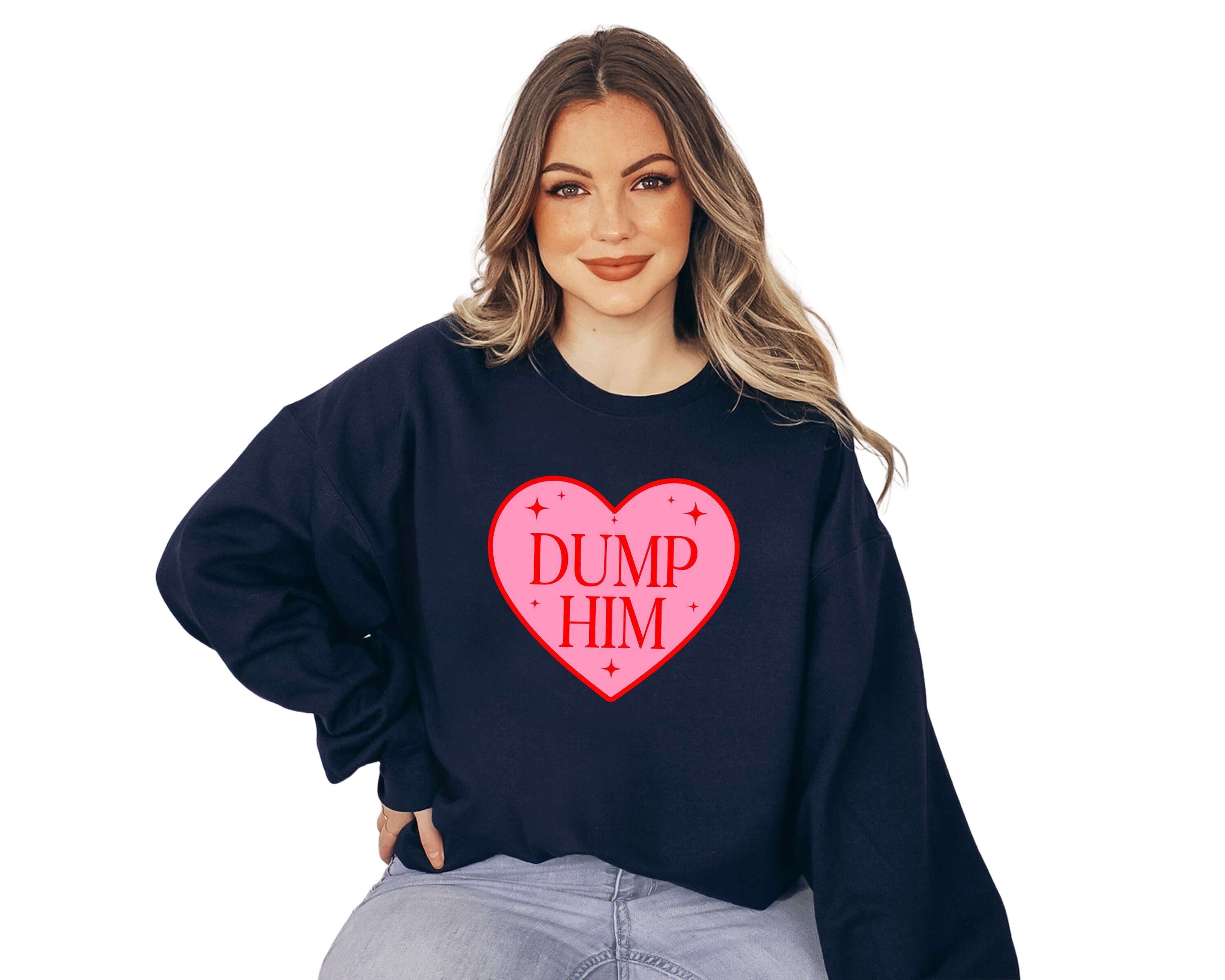 Retro Valentines Sweatshirt, Dump Him, Galentines Day, Anti Love Pullover, Womens Valentines Day