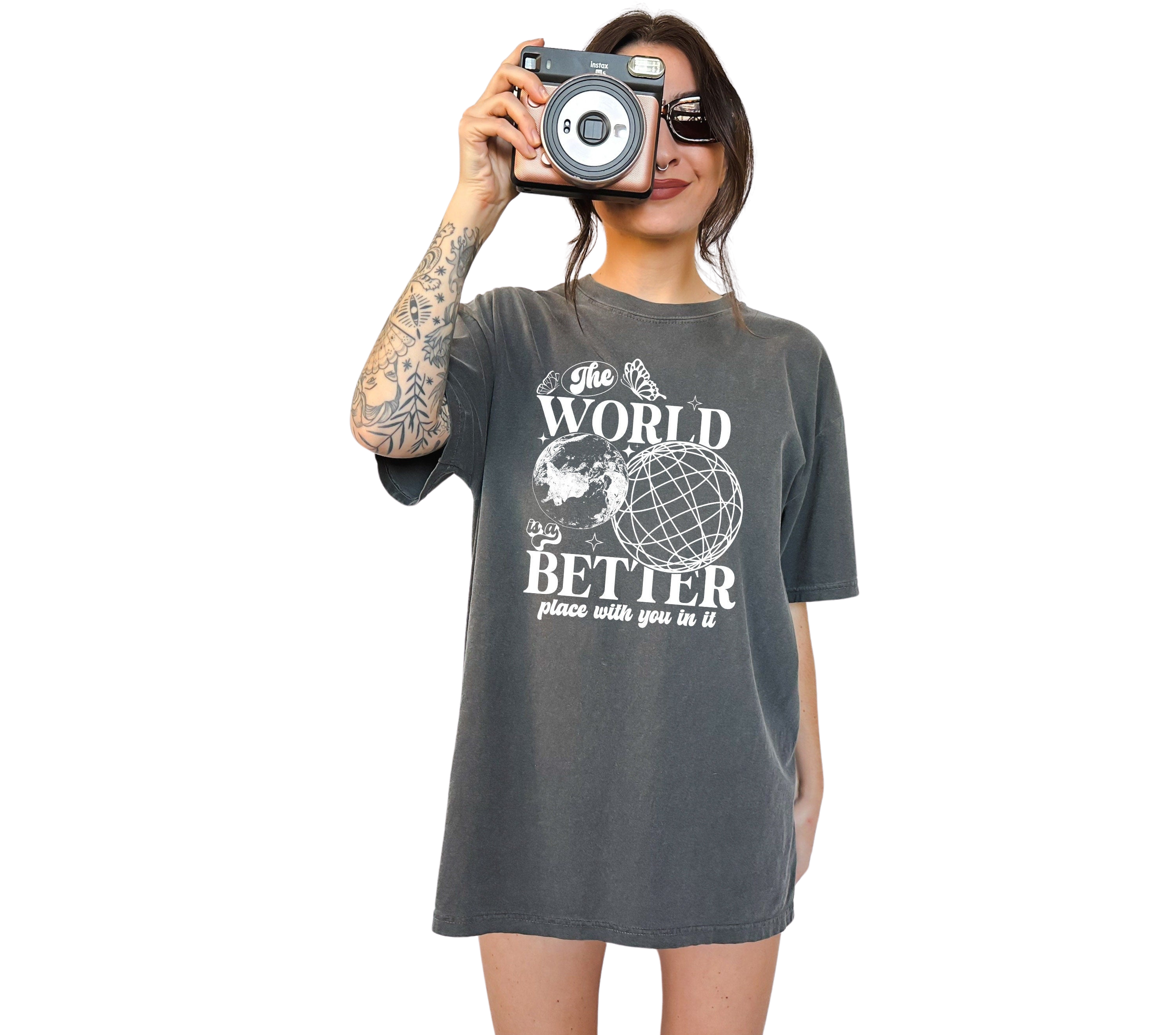 Vintage Washed Tee, The World Is A Better Place With You, Mental Health Shirt, Positivity Shirt,