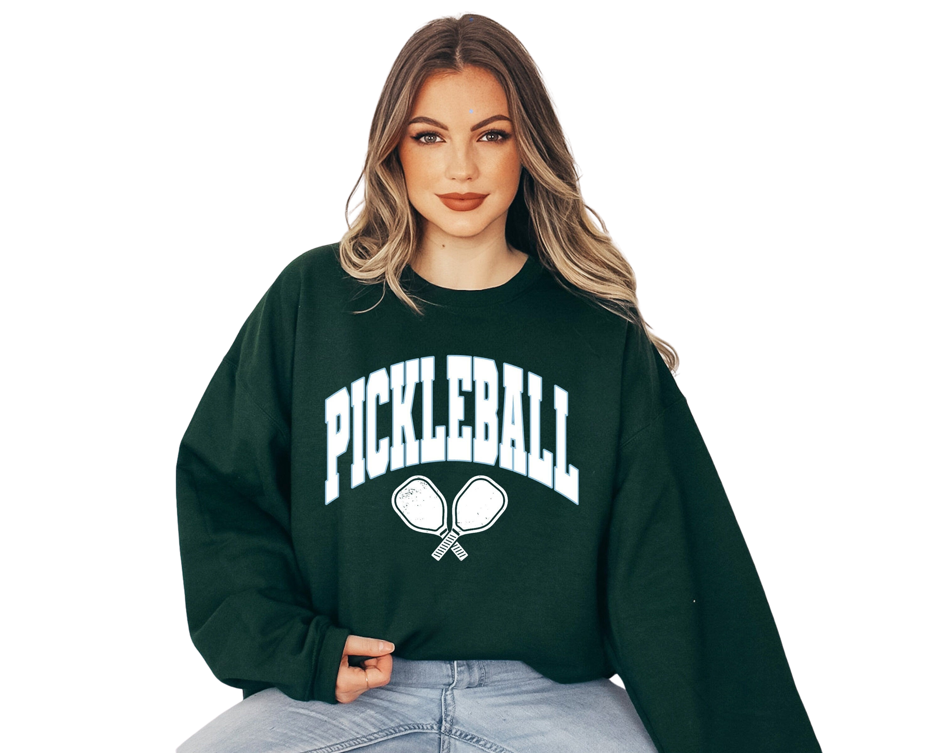 Retro Varsity Letters Pickleball Crewneck Summer Sports Shirt Pickleball Sweatshirt Pickleball