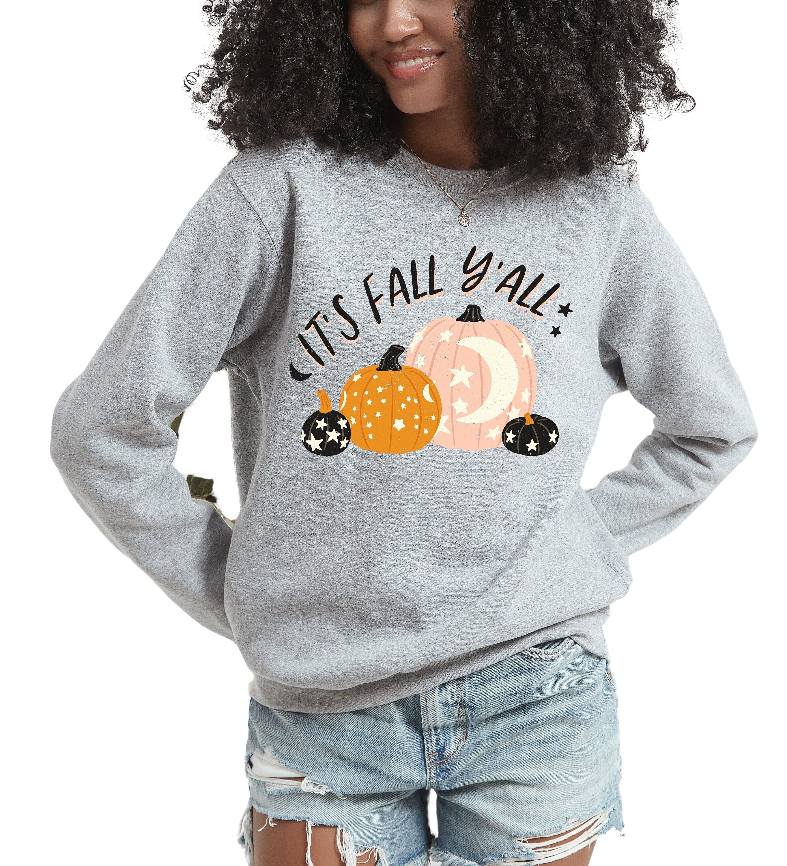 Retro It's Fall Y'all Crewneck, Fall Design, Vintage Halloween Vibes Sweater, Fall Sweatshirt ,Autumn Sweater, Pumpkin Sweatshirt