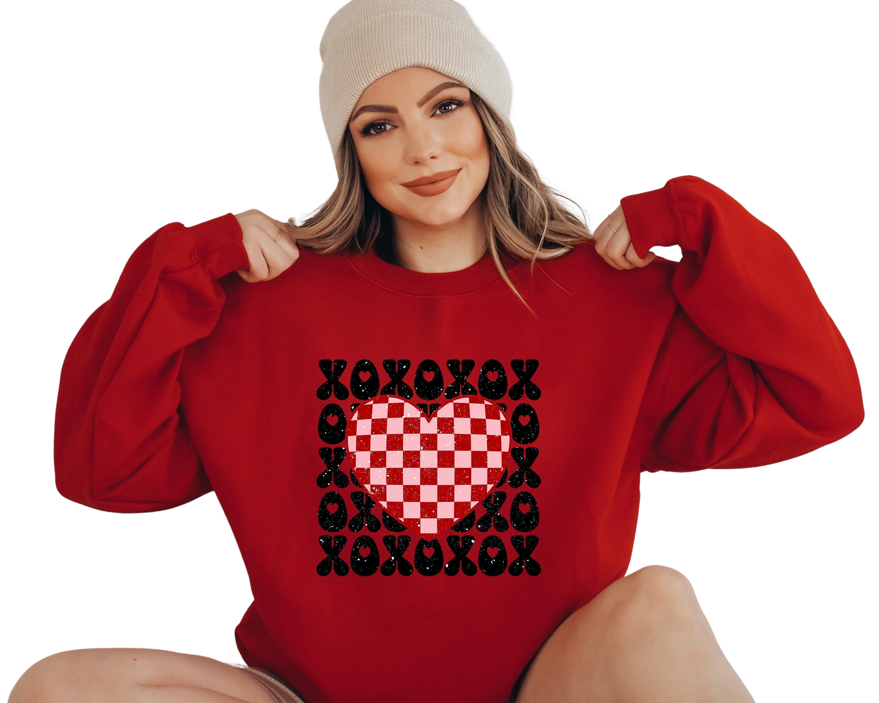 Retro Valentines Sweatshirt, XOXO Heart Sweater, Valentines Day Pullover, Womens Valentines