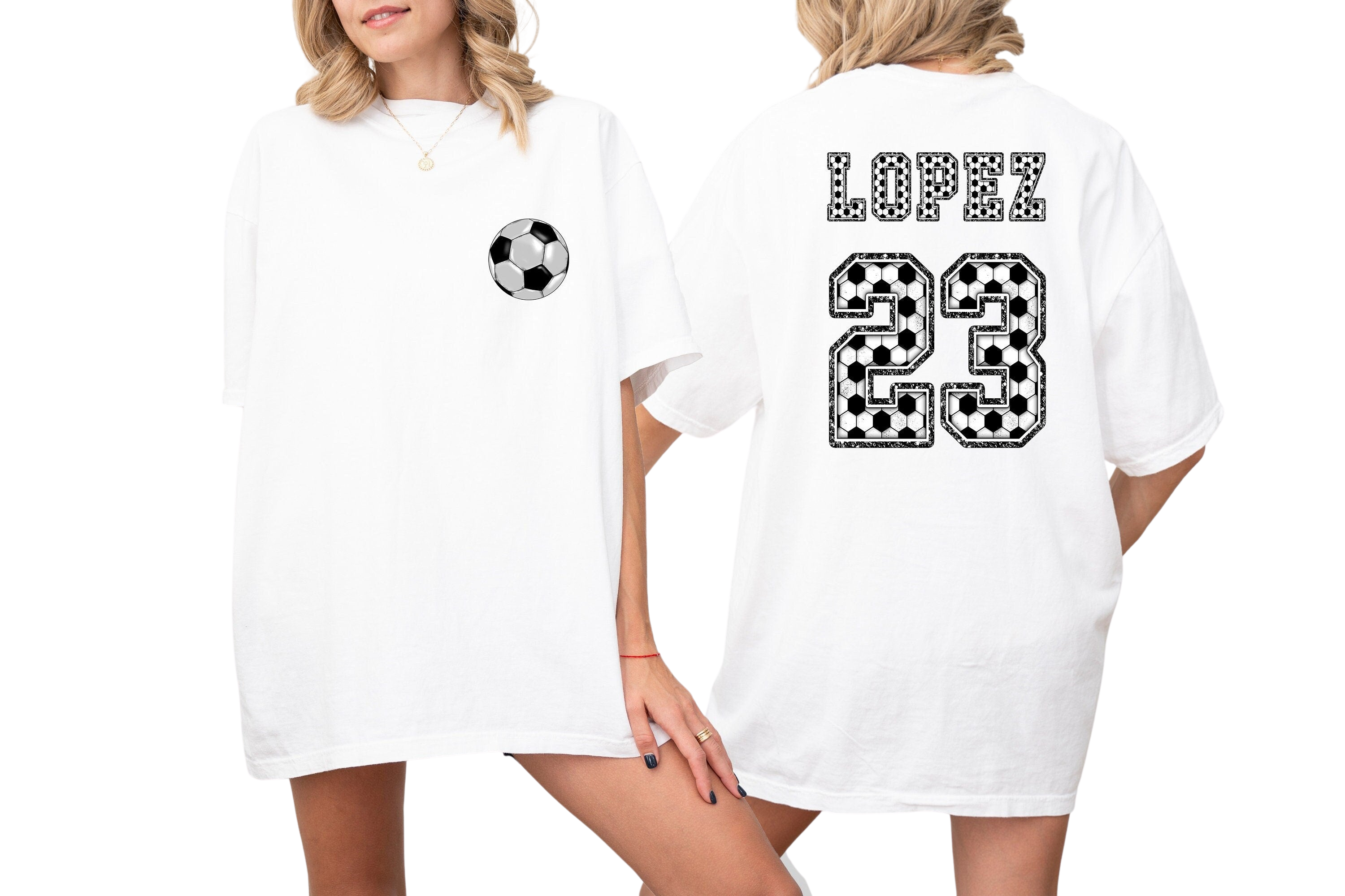 Soccer Mama Game Day Custom Sports Vintage Washed Tee, Two-sided Soccer Tshirt Custom Number Name