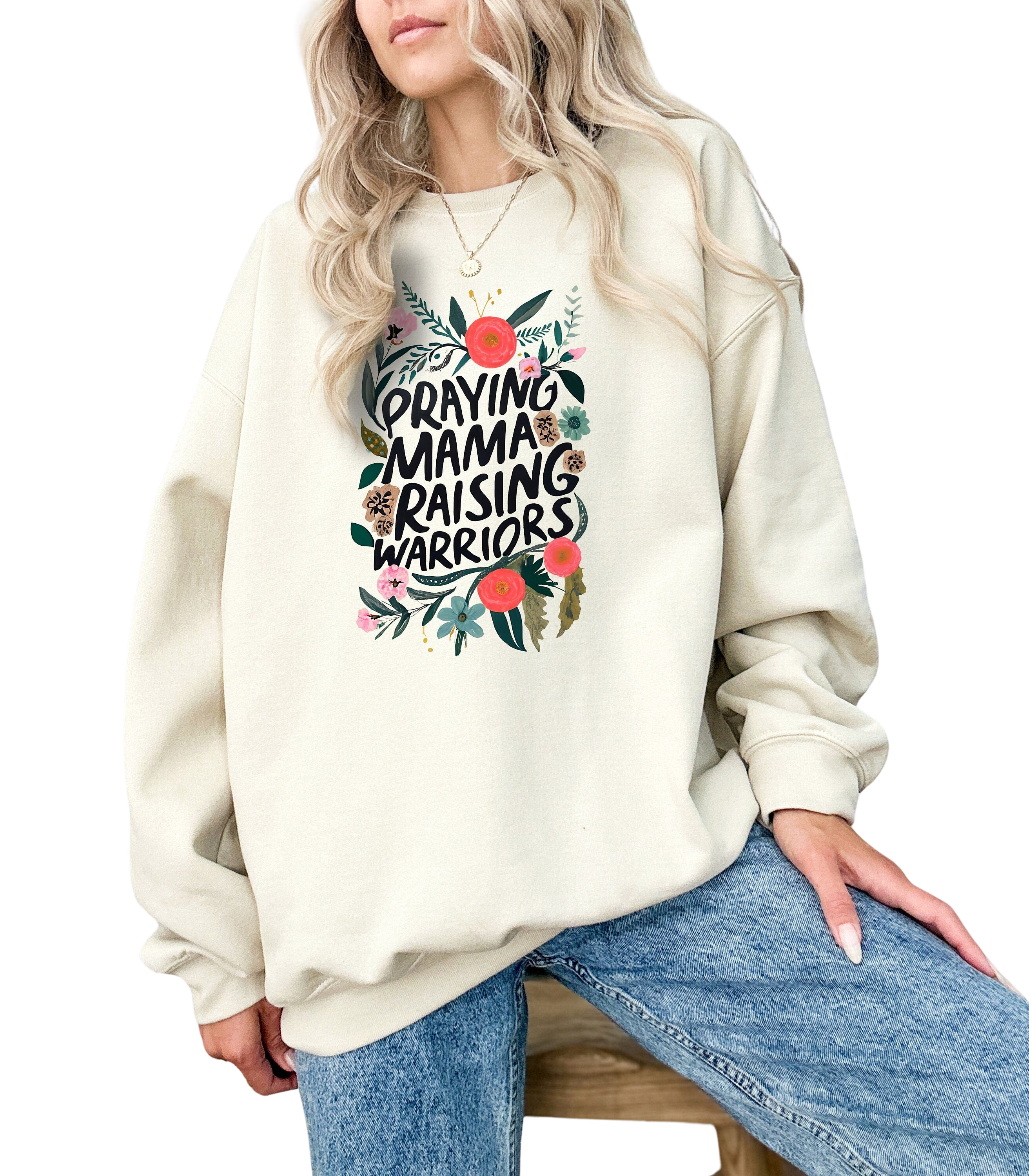 Retro Mama Sweatshirt, Praying Mama Raising Worriors Mother's Day Gift, Mother's Day Sweater, Mama