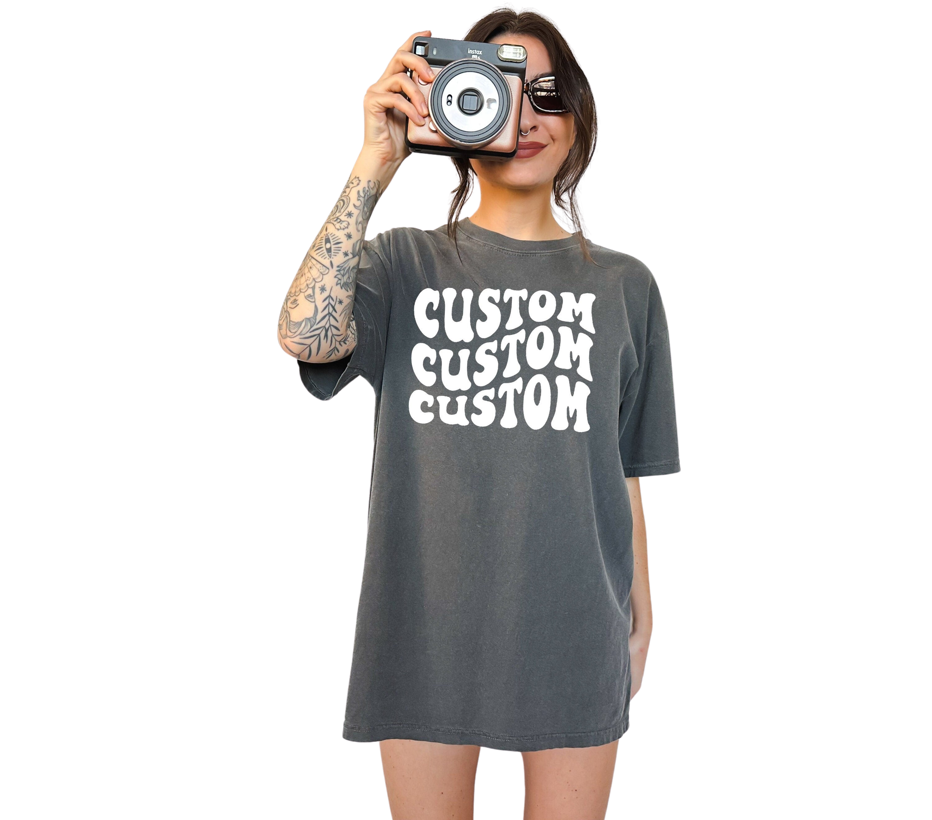 Vintage Washed Custom Front Tee, Upload Your Own Design, Create a Design, Custom Family Vacation,