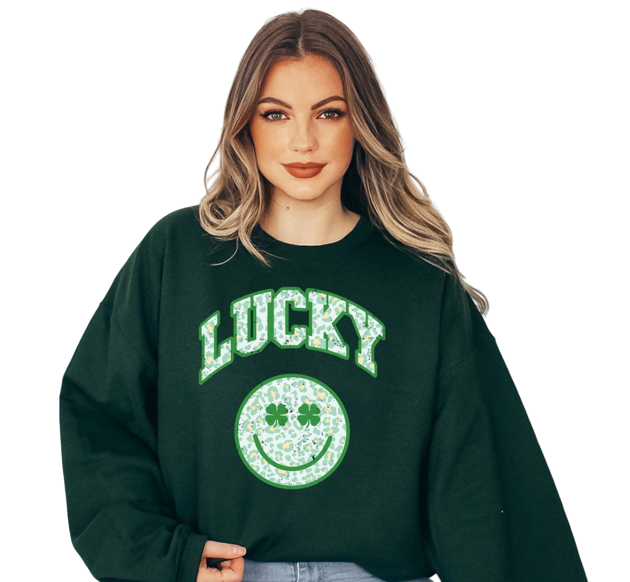 Lucky Retro Sweatshirt, Smiley Face Sweater, St Patricks Day Sweatshirt, Lucky Pullover, Womens