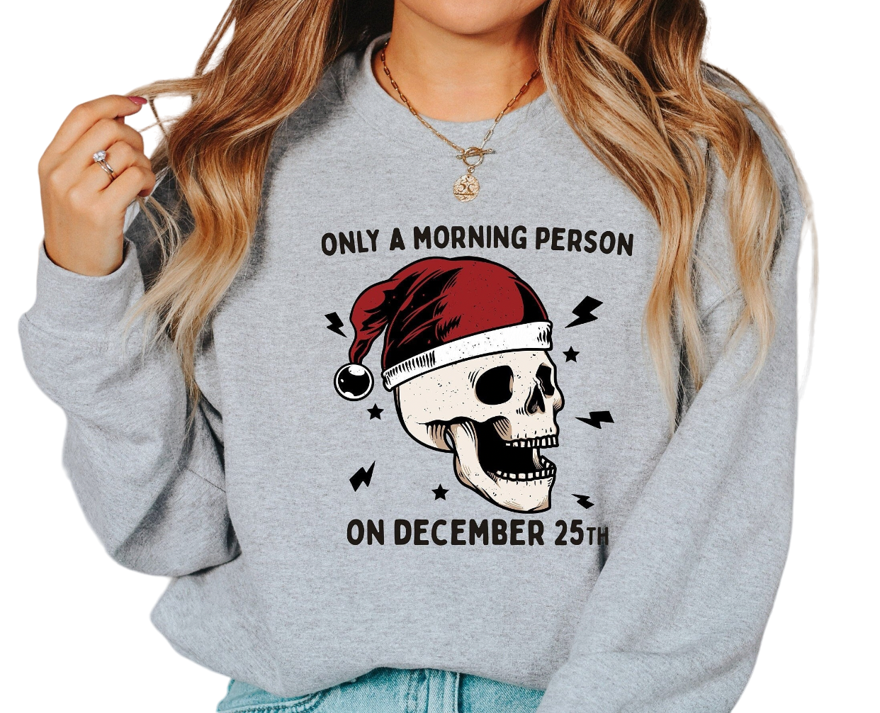 Not A Morning Person Sweater, Vintage Christmas, Christmas Sweatshirt, Women's Cute Santa, Xmas