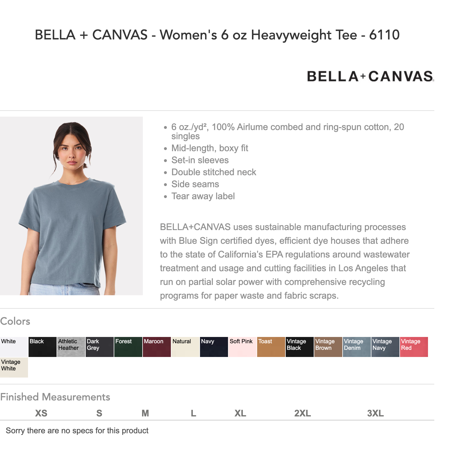 Customized Women's 6 oz Heavyweight Tee - 6110