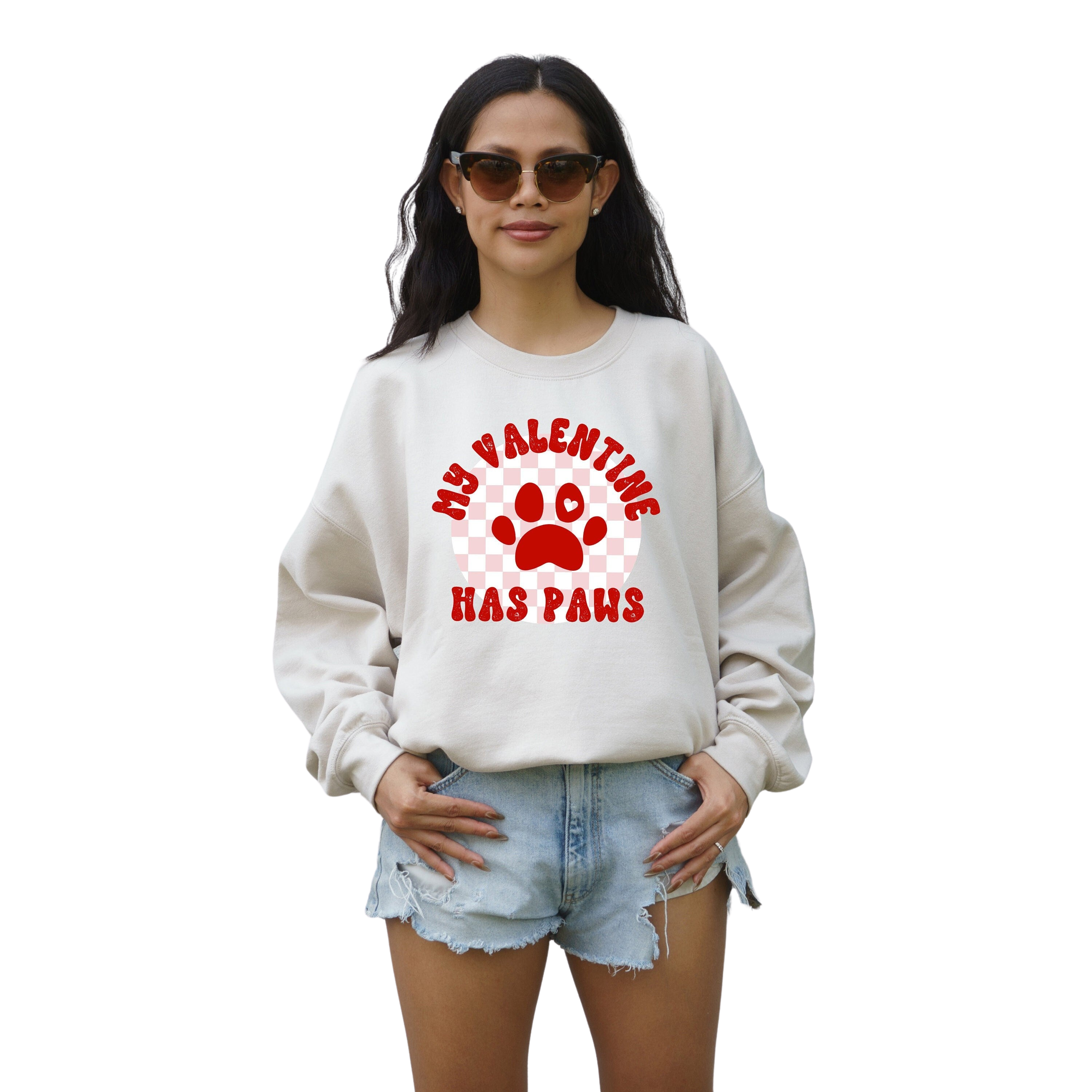 Retro Valentines Sweatshirt, My Valentine Has Paws , Galentines Day, Women's Valentines Day Crew,