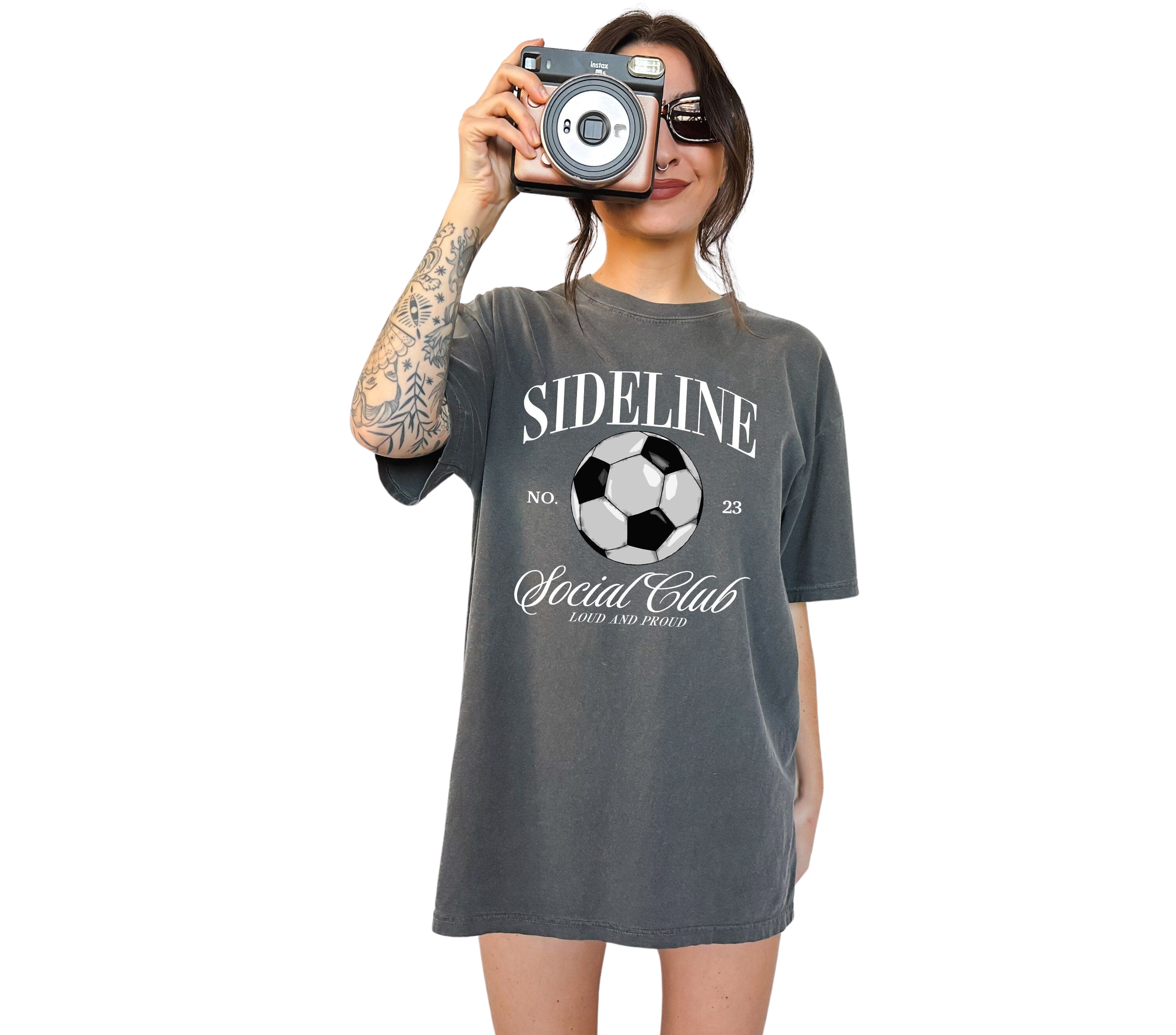 Sideline Social Club Custom Sports Vintage Washed Tee, Two-sided Soccer Tshirt Custom Number Name