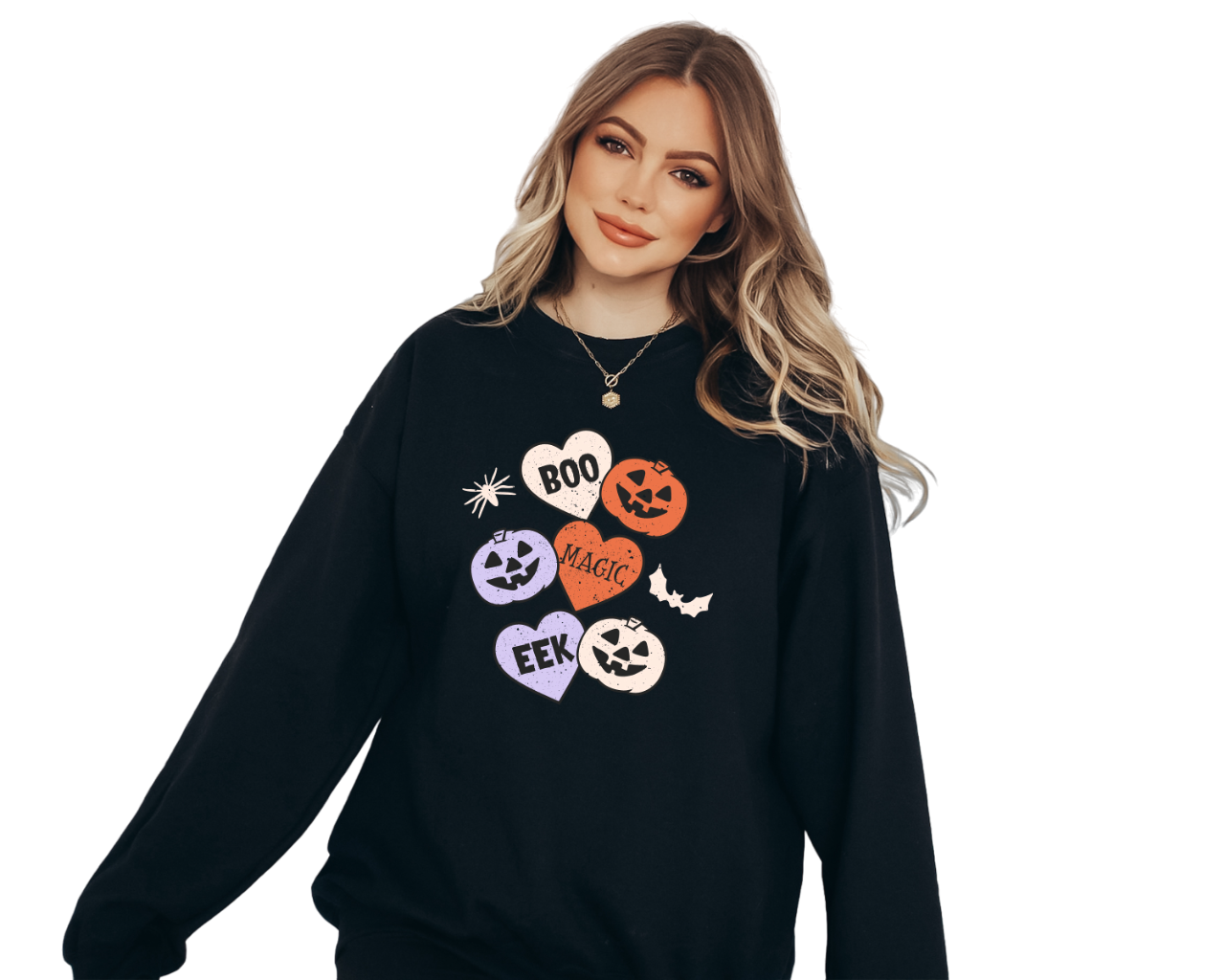 Pumpkins And Bats Halloween Sweatshirt, Spooky Mom Shirt, Vintage Sweater, Mama Shirt, Womens Cute