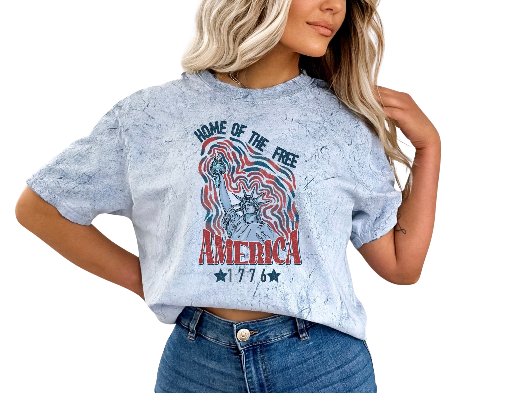 Retro Home of the Free American 1776 Tie Dye  shirt, Retro fourth shirt, Womens 4th of July