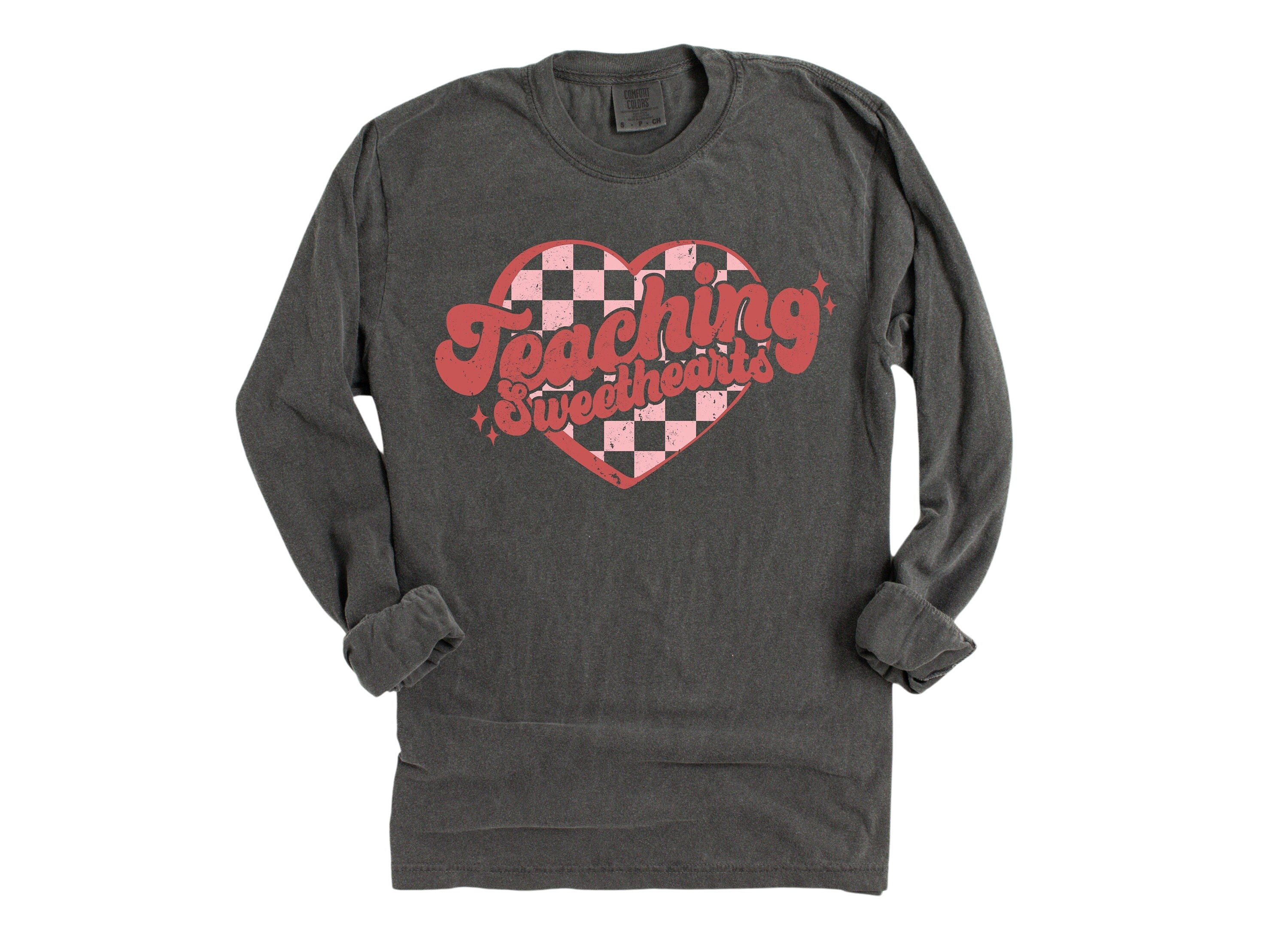 Long Sleeve Retro Valentine Vintage Washed, Teaching Sweethearts Shirt, Vintage Couples Shirt,