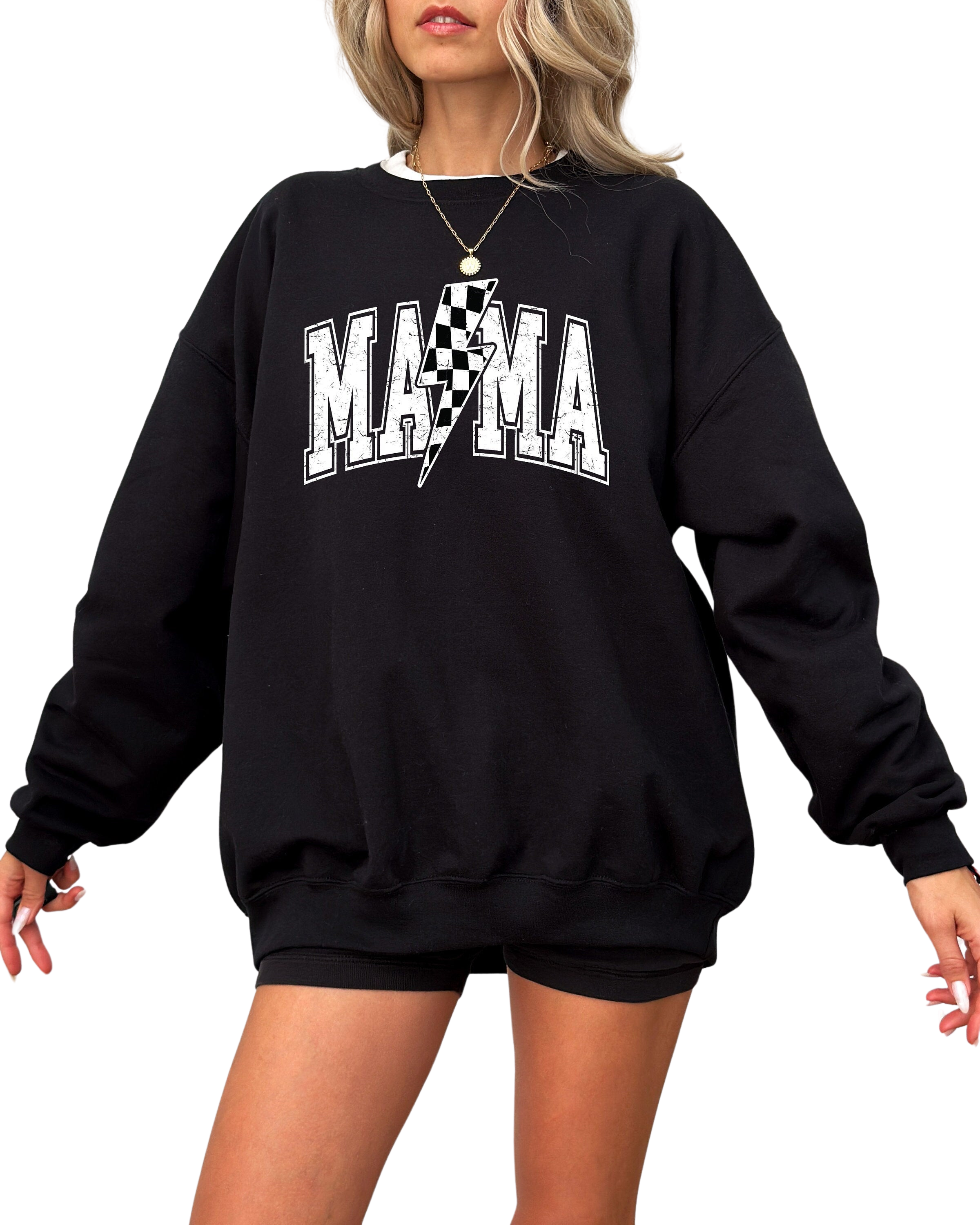 Retro Checkered Mama Sweatshirt, Mother's Day Gift, Mother's Day Sweater, Mama Crewneck, Momma Crew,