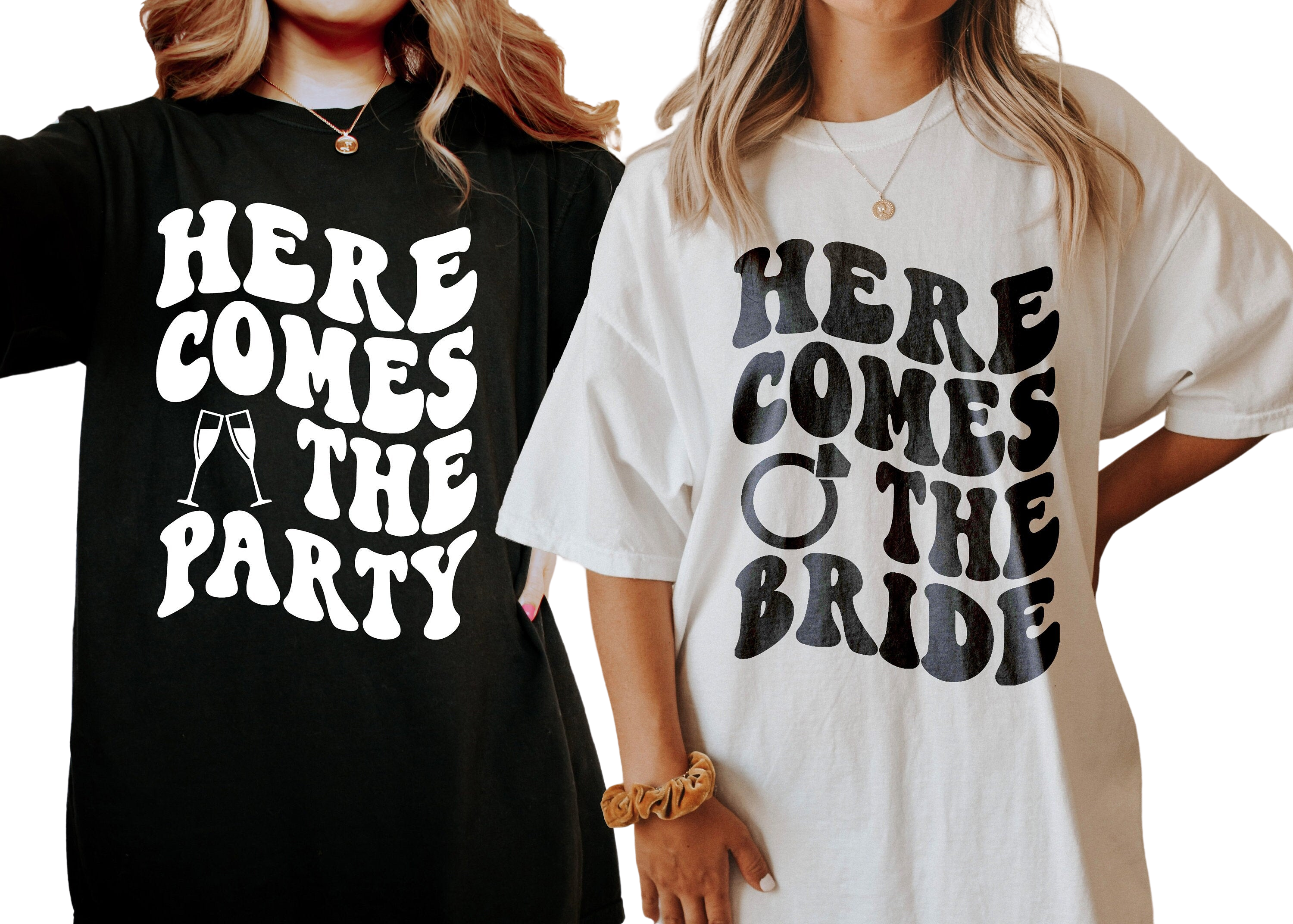 Vintage Washed Tee, Bachelorette Party Shirts, Here Comes The Bride, Here Comes The Party Retro