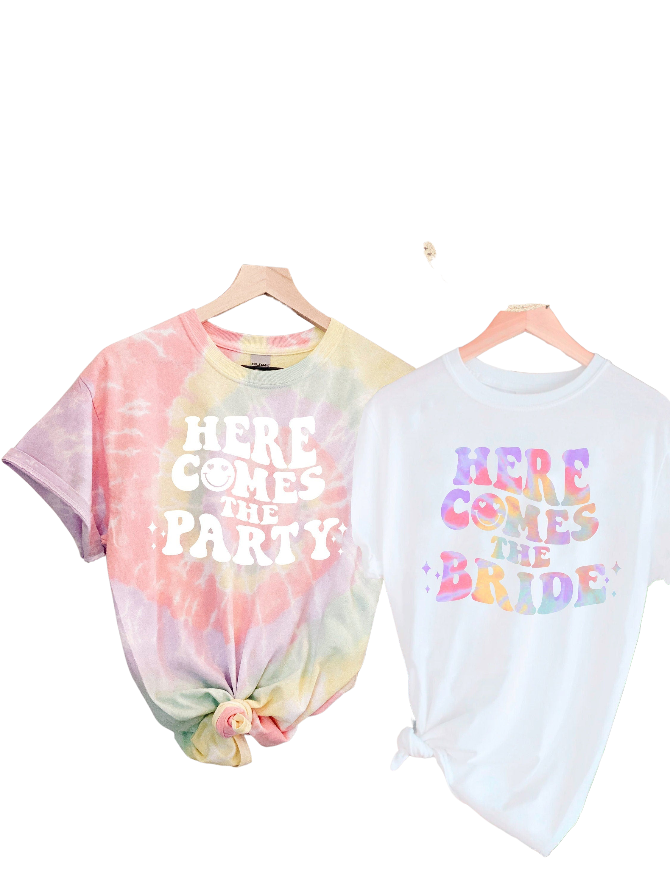 Bachelorette Wavy Tie Dye Party Shirts, Here Comes The Bride, Here Comes The Party, Gift,Retro Graphic Tee,Bridal Party Shirts,Girls Trip