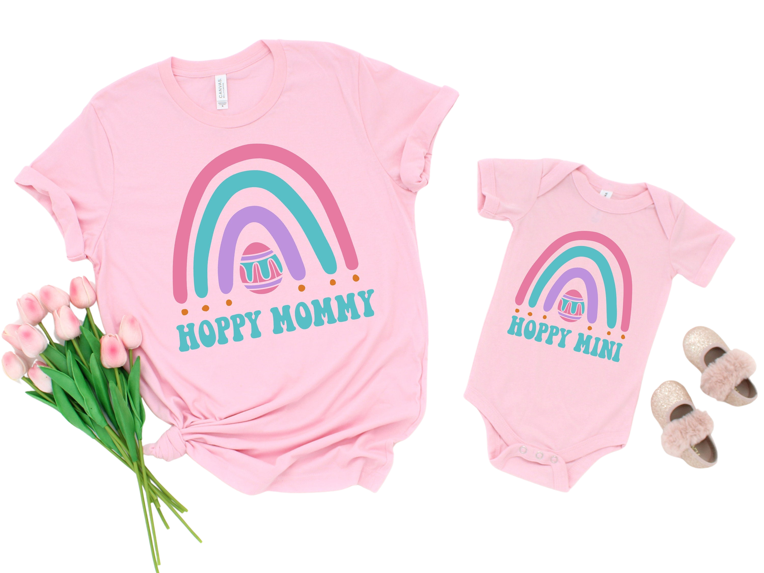 Mommy and Me Easter Matching Outfits, Hoppy Mini Hoppy Mommy, Mommy and me Shirts, Easter Matching