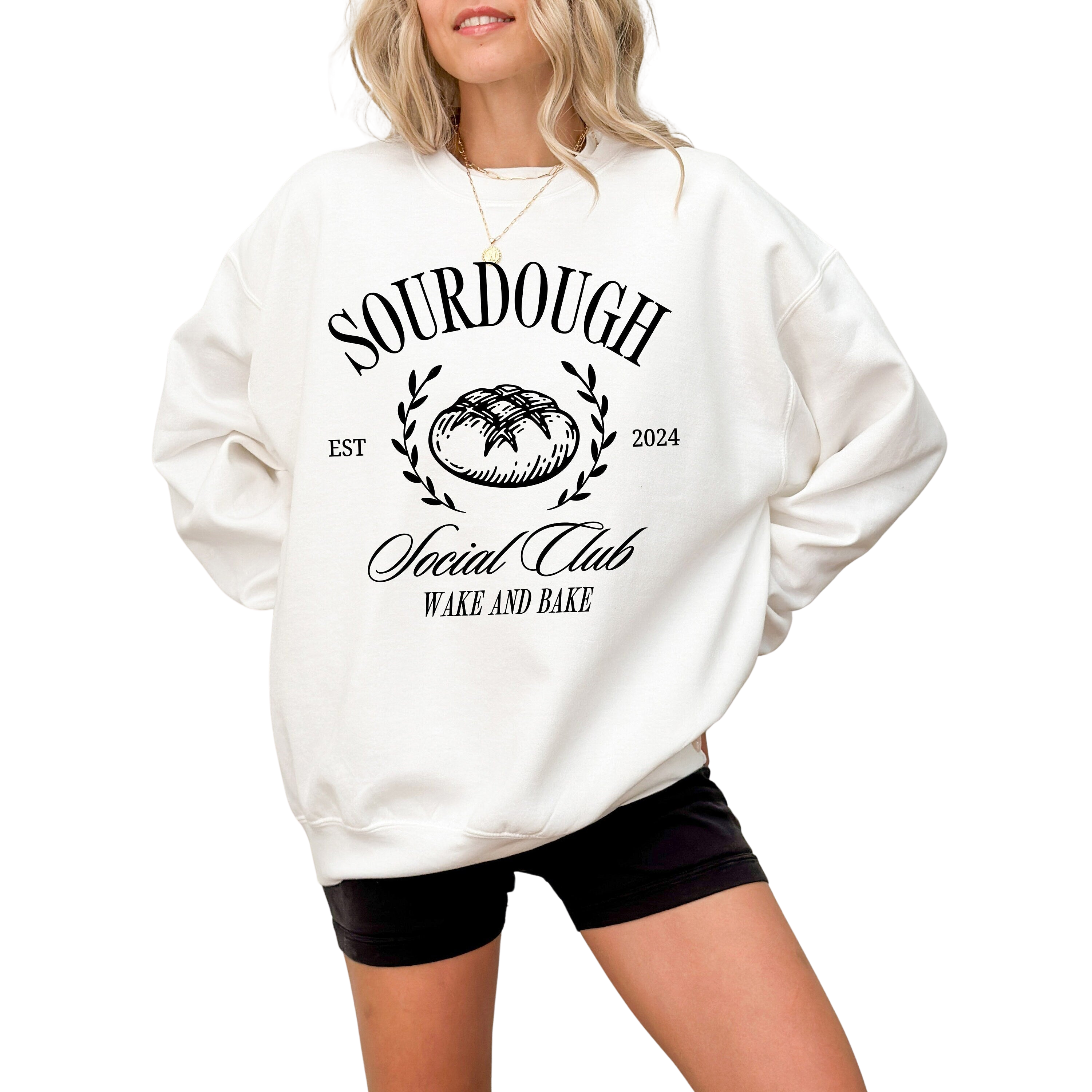 Cute Sourdough Social Club Wake and Bake Crewneck, Sourdough Lovers Sweater, Baking Pullover, Retro