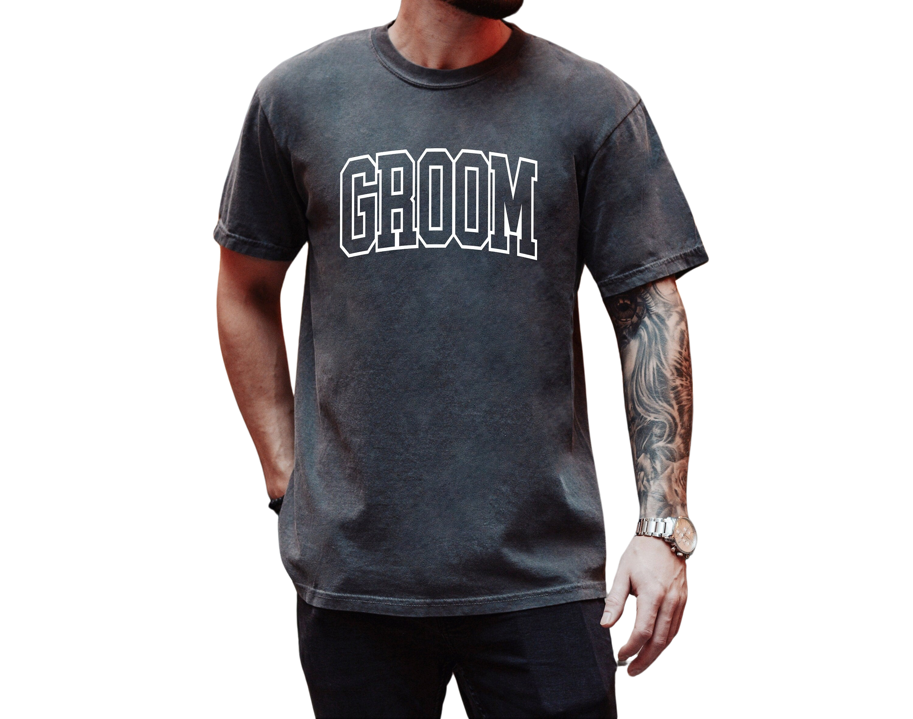 Retro Groom Vintage Washed Shirt Varsity T Vintage Graphic Tee, Bachelor Party Shirts, Newly Wed