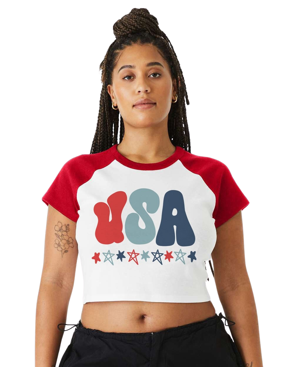 Baby Raglan Crop Top Tee Retro America Stars USA shirt,4th of July tee, Retro funny fourth shirt,