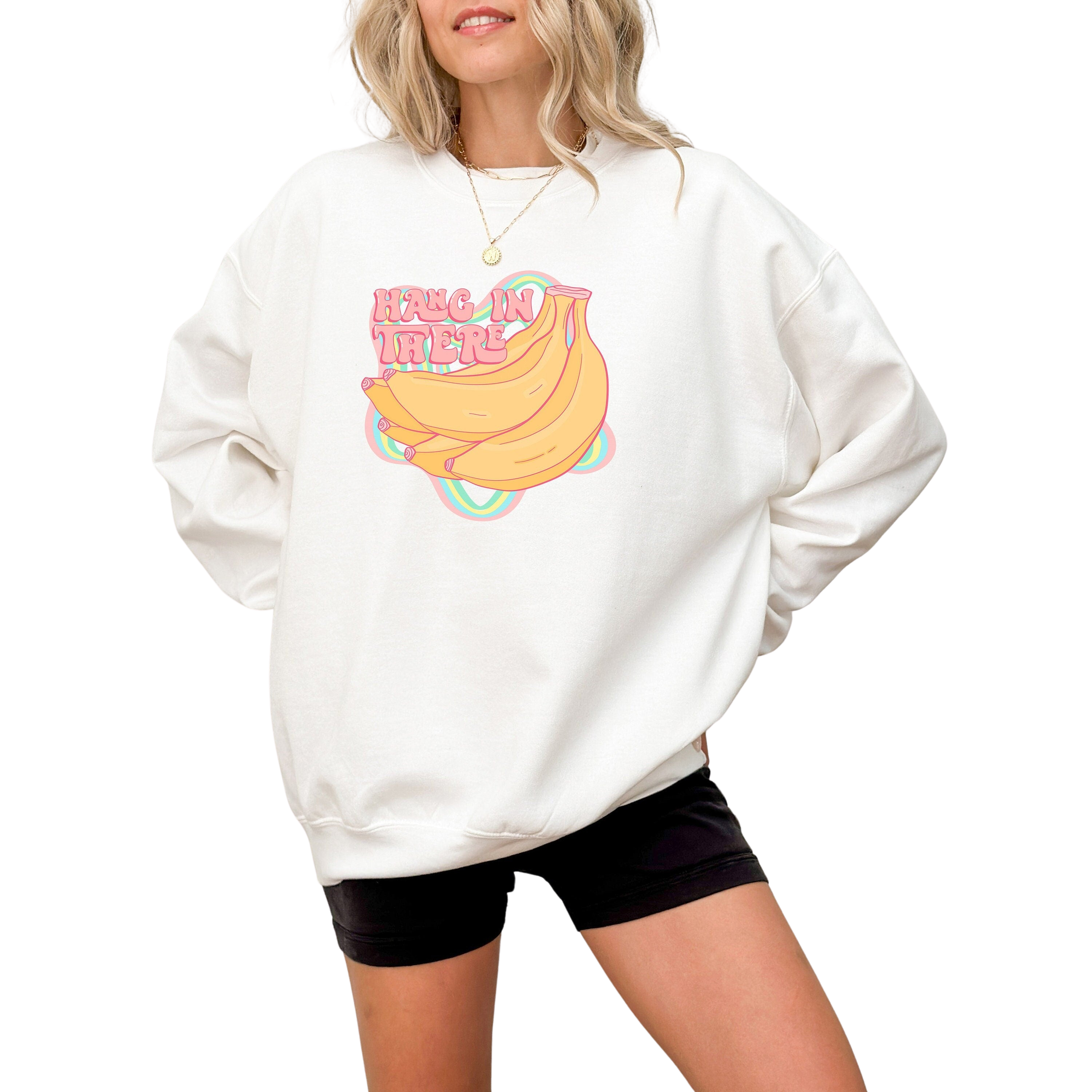 Retro Positivity Crew Neck, Hang In There Positive Vibes Sweat Shirt, Cute Mental Health Crew,